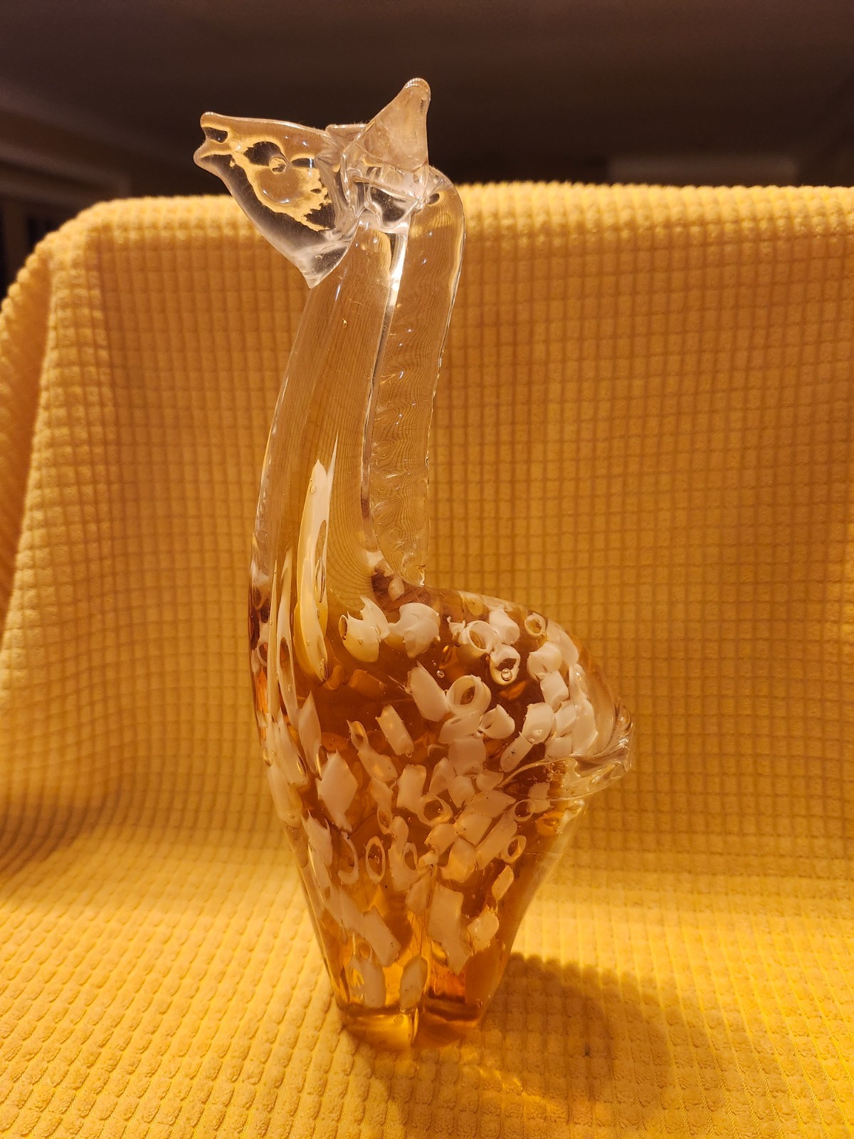 Vintage crystal amber handmade glass giraffe