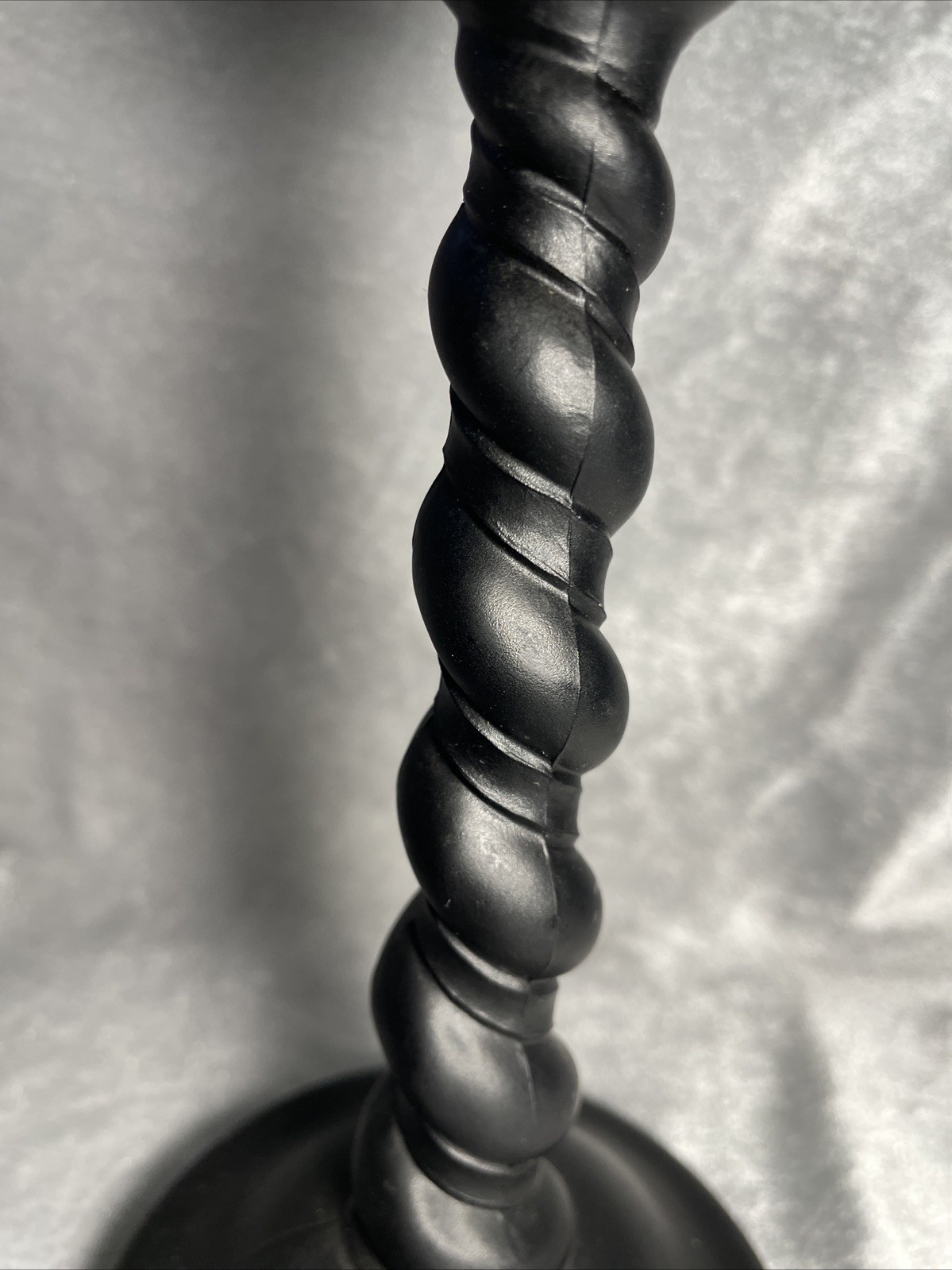 1920s Tiffin Black Satin Glass Spiral Candle Holders – Art Deco Home Decor