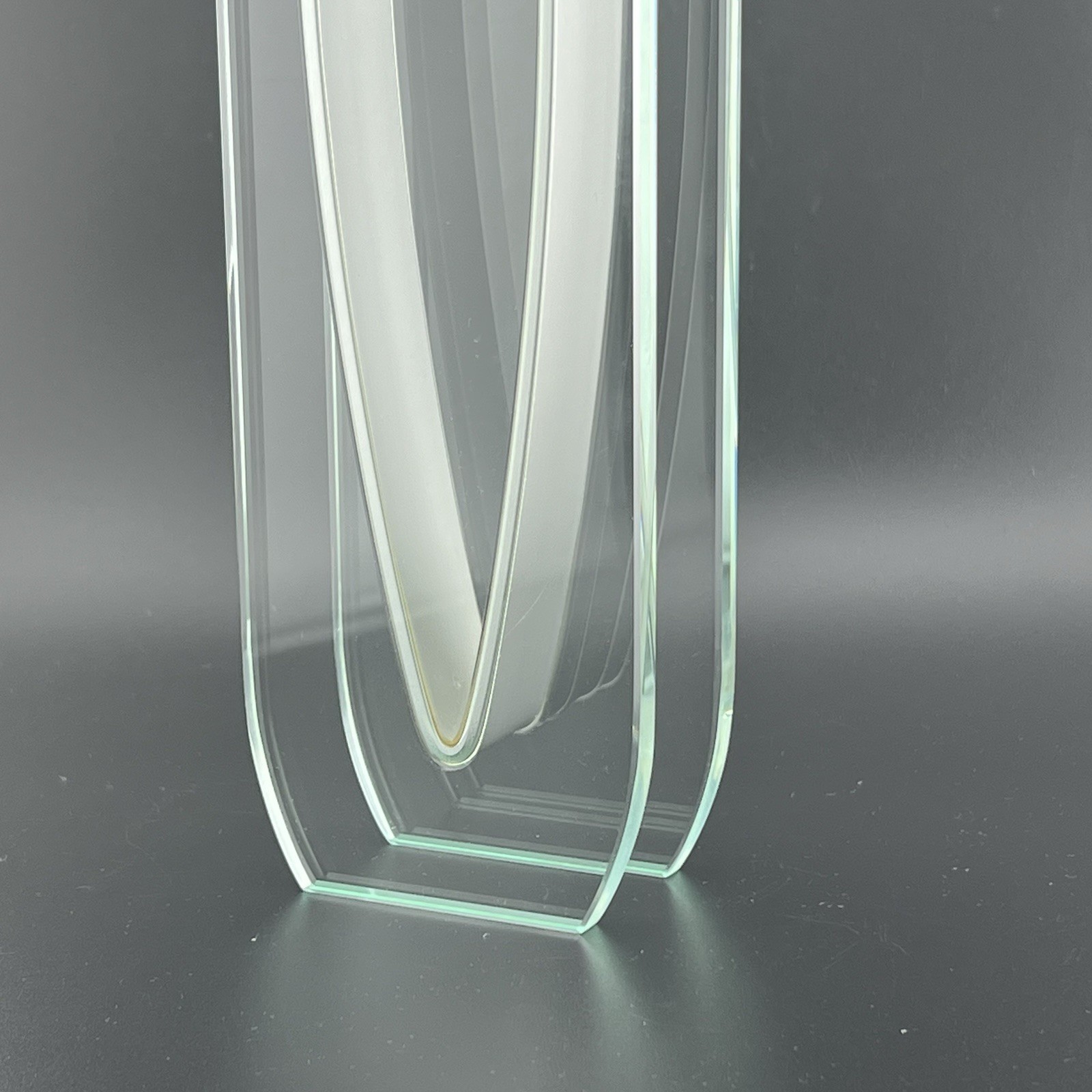 Modern Contemporary Art Glass & Steel Vase GP