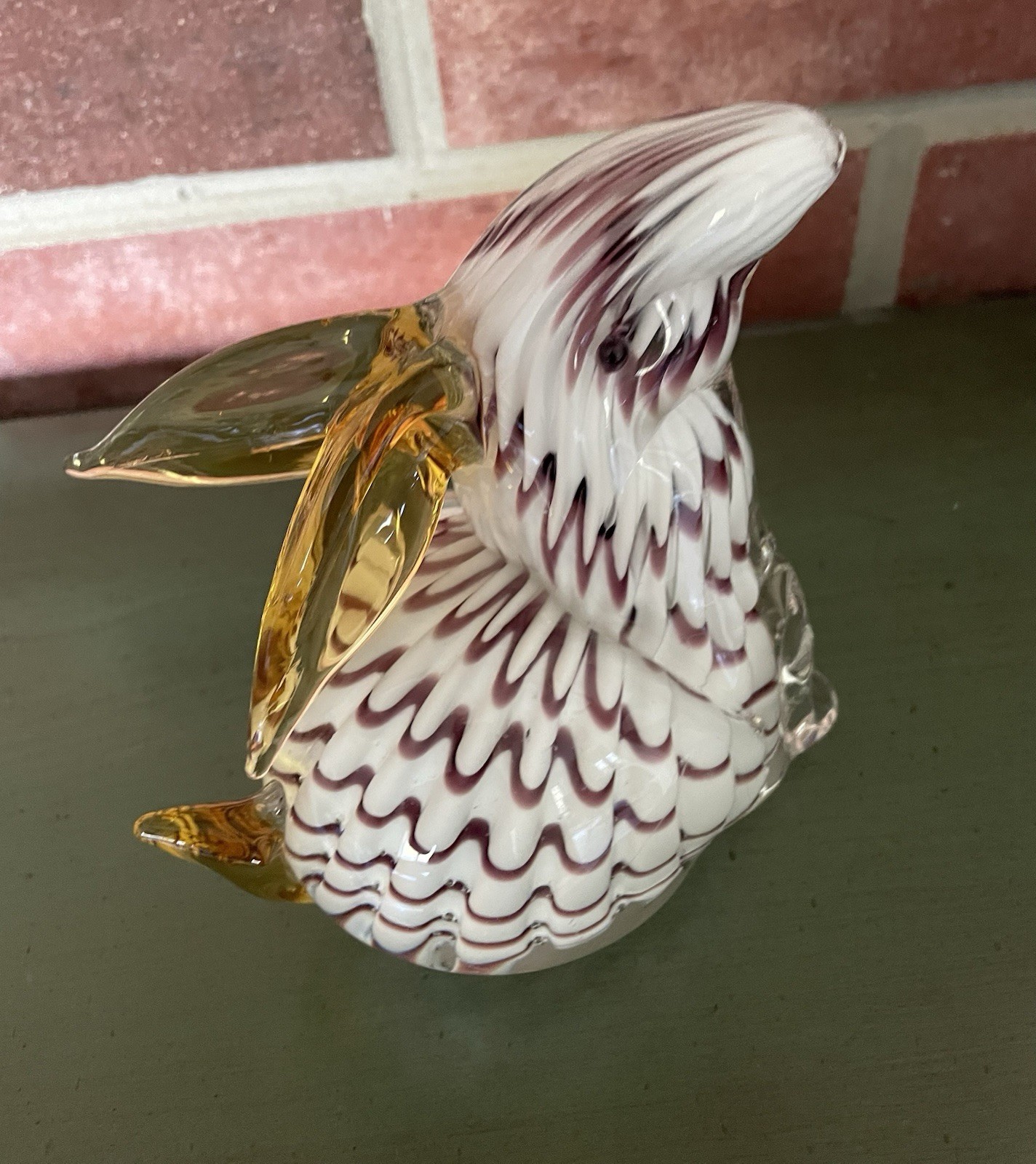 Vintage Italian Murano Venetian Red/White Rabbit Art Glass Paperweight 5” Tall