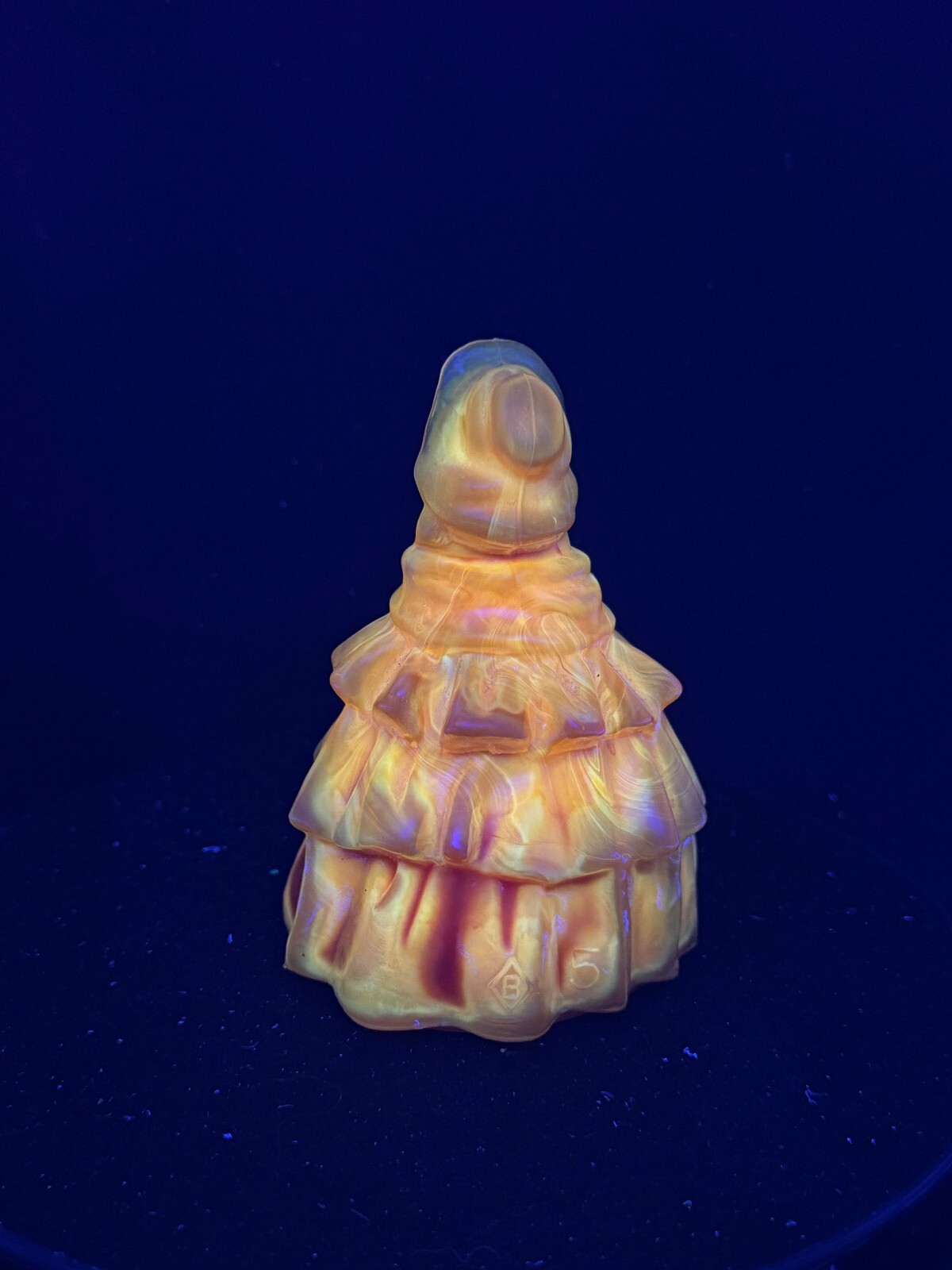 Vintage Boyds Orange Cadmium Glass “Louise” Colonial Lady Figurine