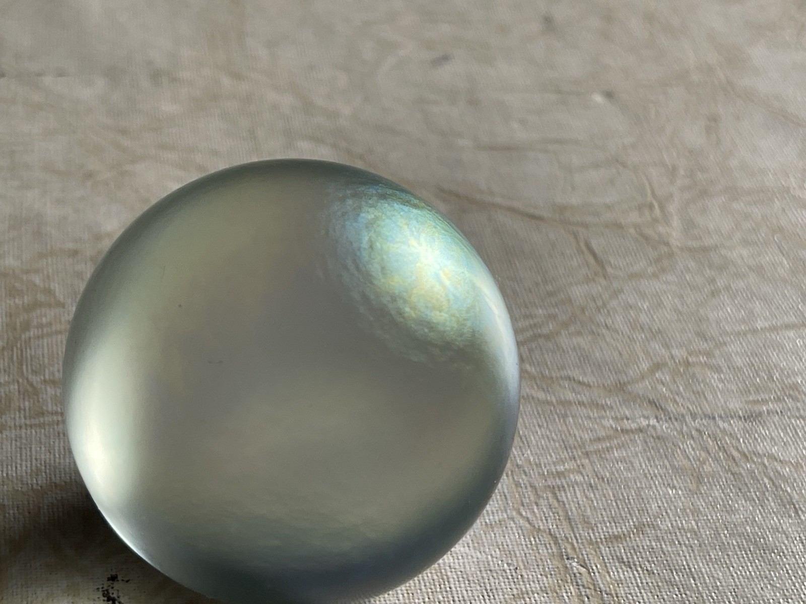 Vintage 1991 Glass Eye Studio, (GES) Iridescent Glass Paperweight, Multi-Colored