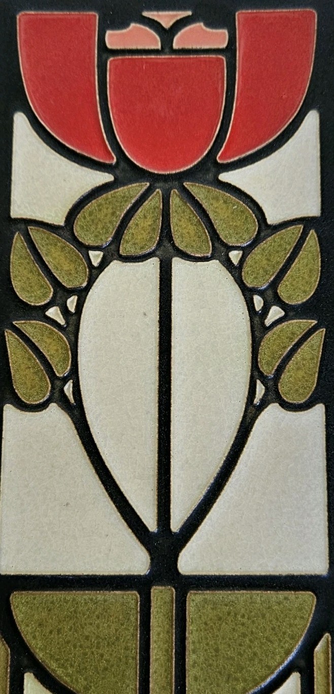 Vintage 1990s Motawi Tileworks Bell Flower Art Tile Ann Arbor Michigan 8×4