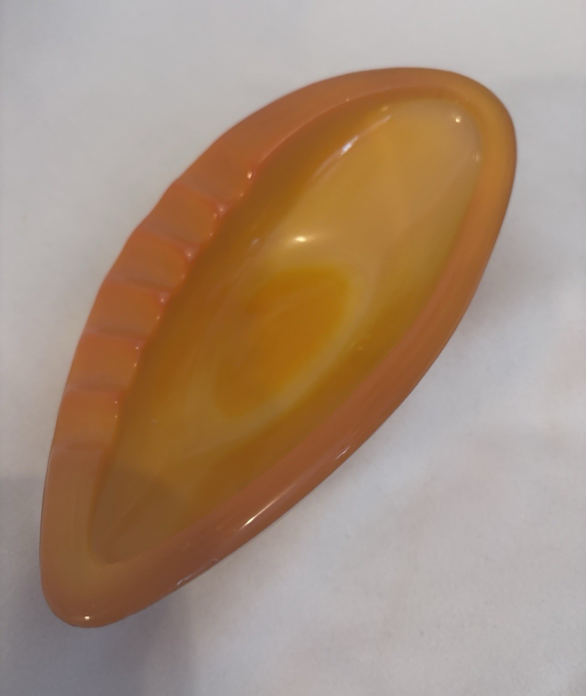 l. E. Smith bittersweet Orange Art Glass Ashtray with Glossy Finish