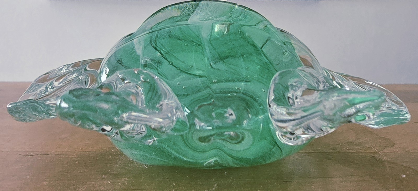 SEA TURTLE Murano Style Glass – Green Swirl Center – 4″ Inches