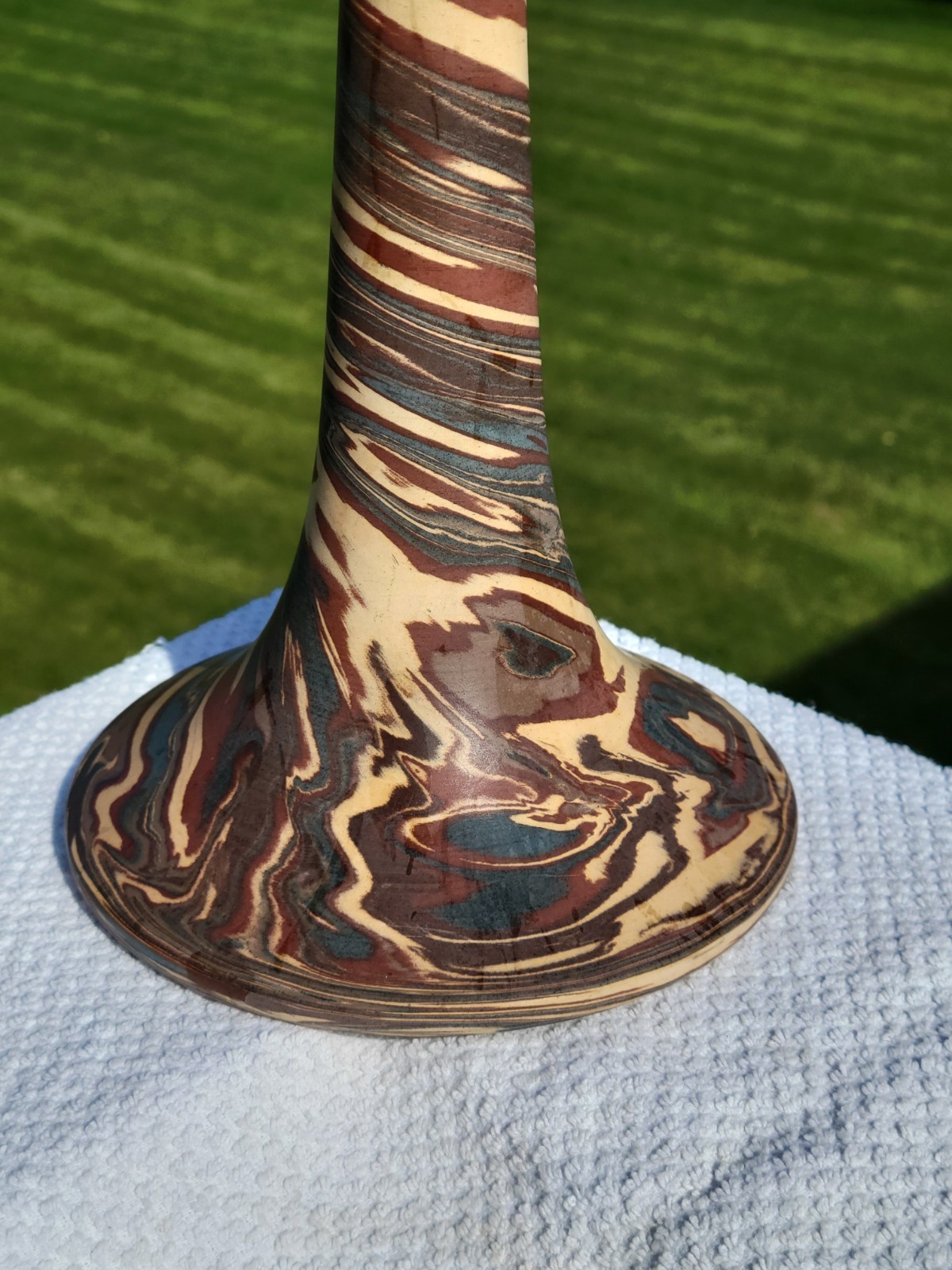 Niloak Arts & Crafts Mission Swirl Art Pottery 10 1/4″ Chamber Candle Stick Nice