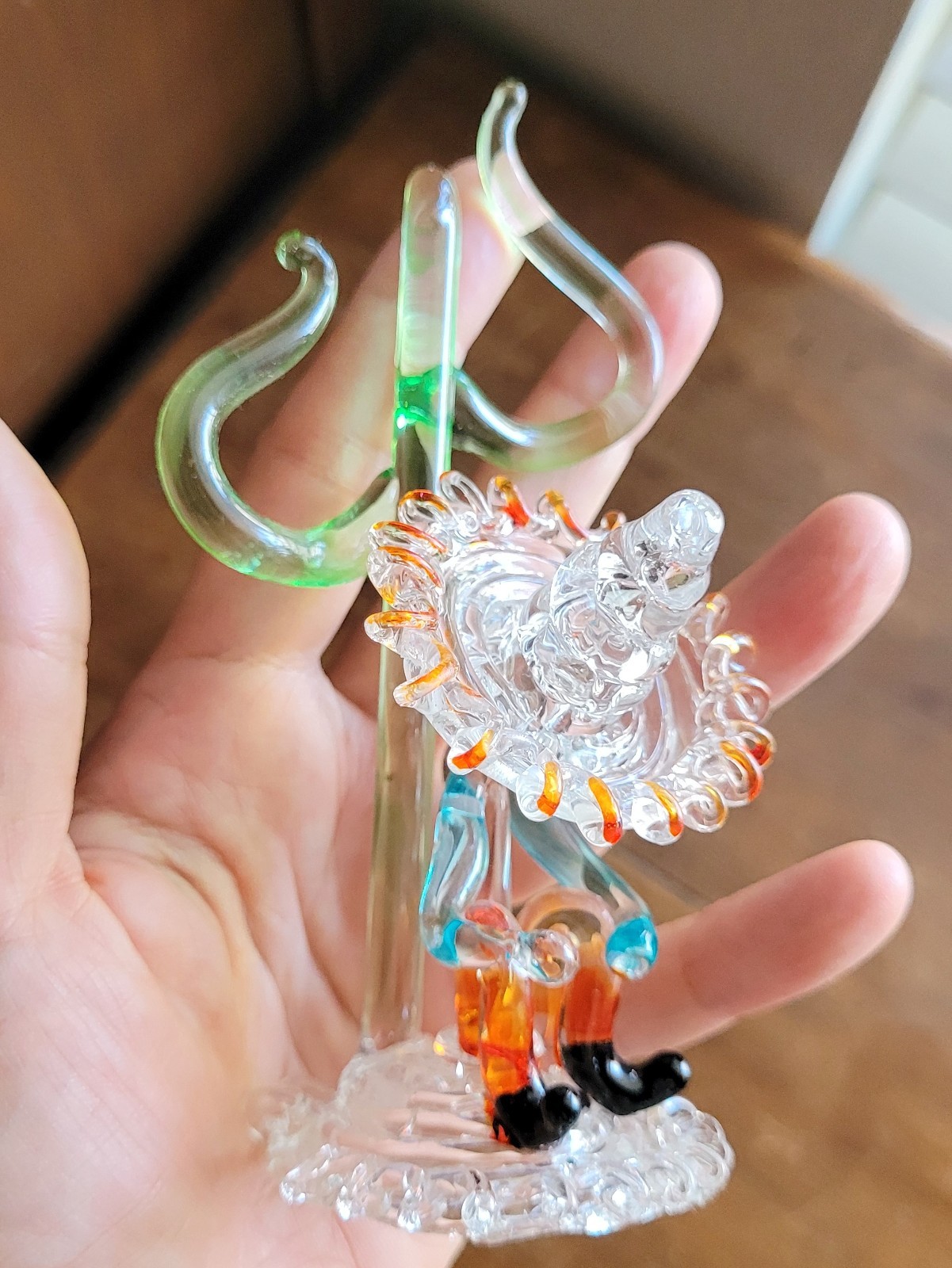 Vintage Hand Blown Art Glass Figurines Set Lampwork Figure With Basket Decor