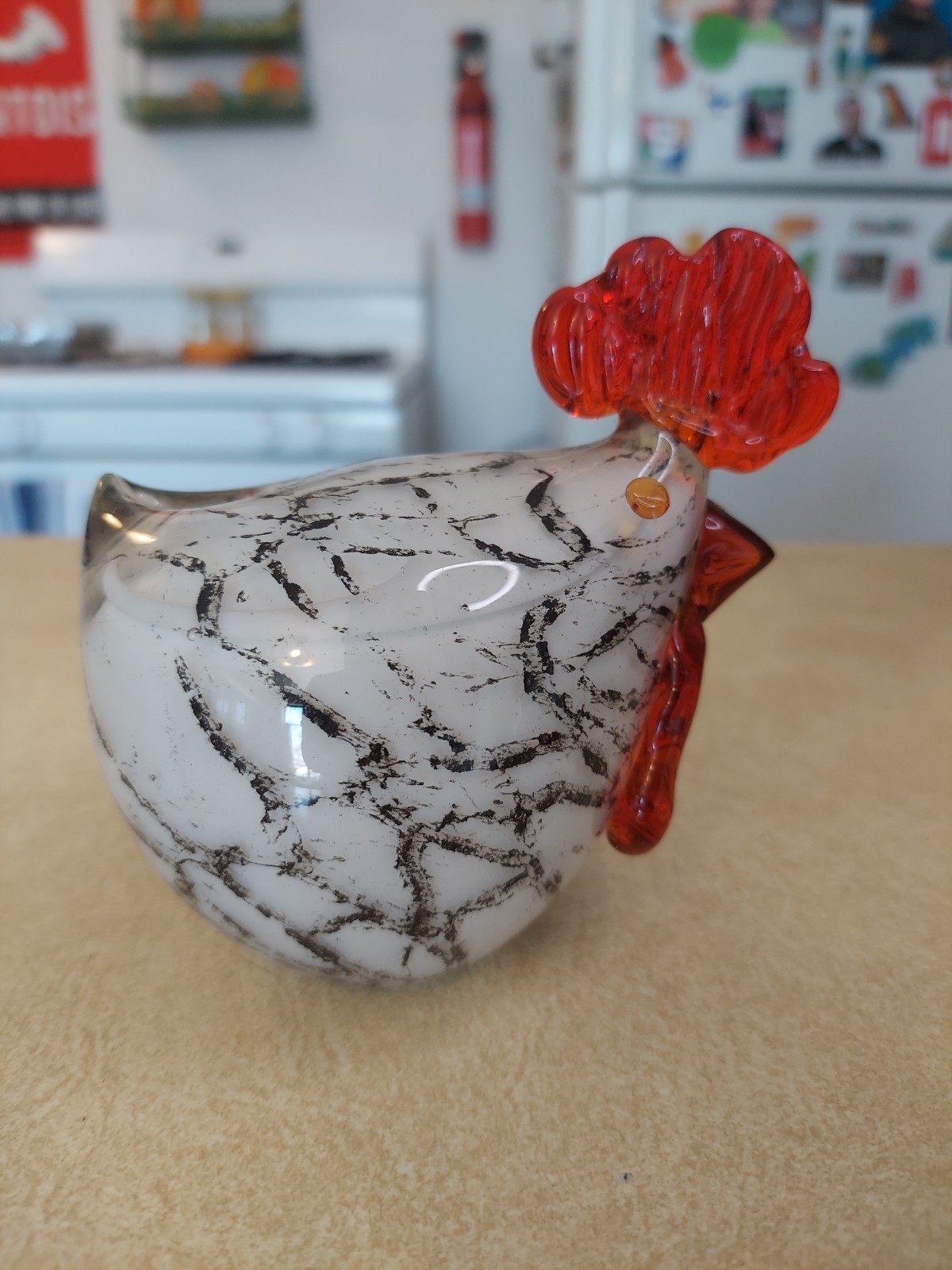 Vintage ART GLASS MURANO STYLE ROOSTER CHICKEN PAPERWEIGHT FIGURE