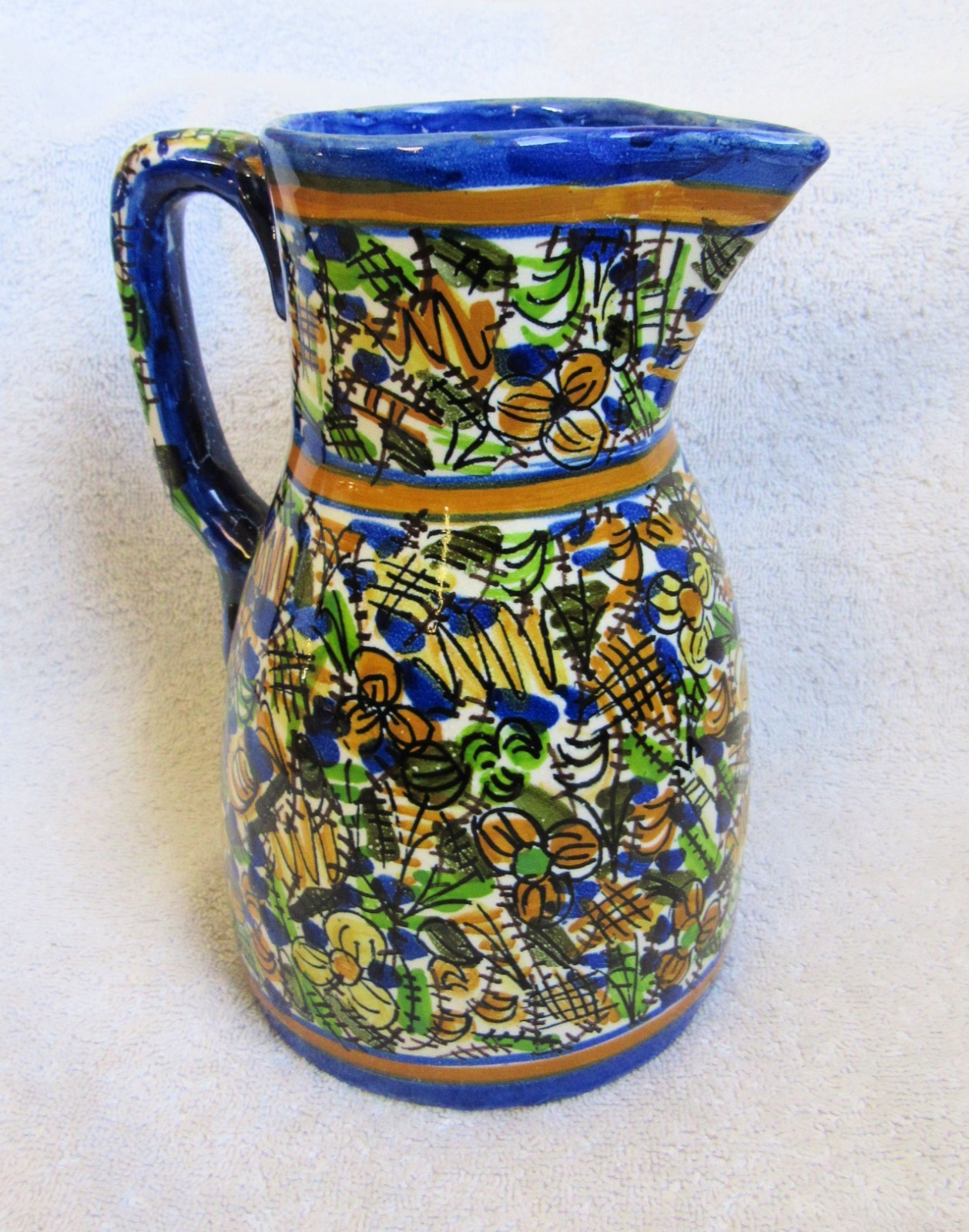 Vintage European Folk Art Pottery Pitcher Czechoslovakia Germany France Italy