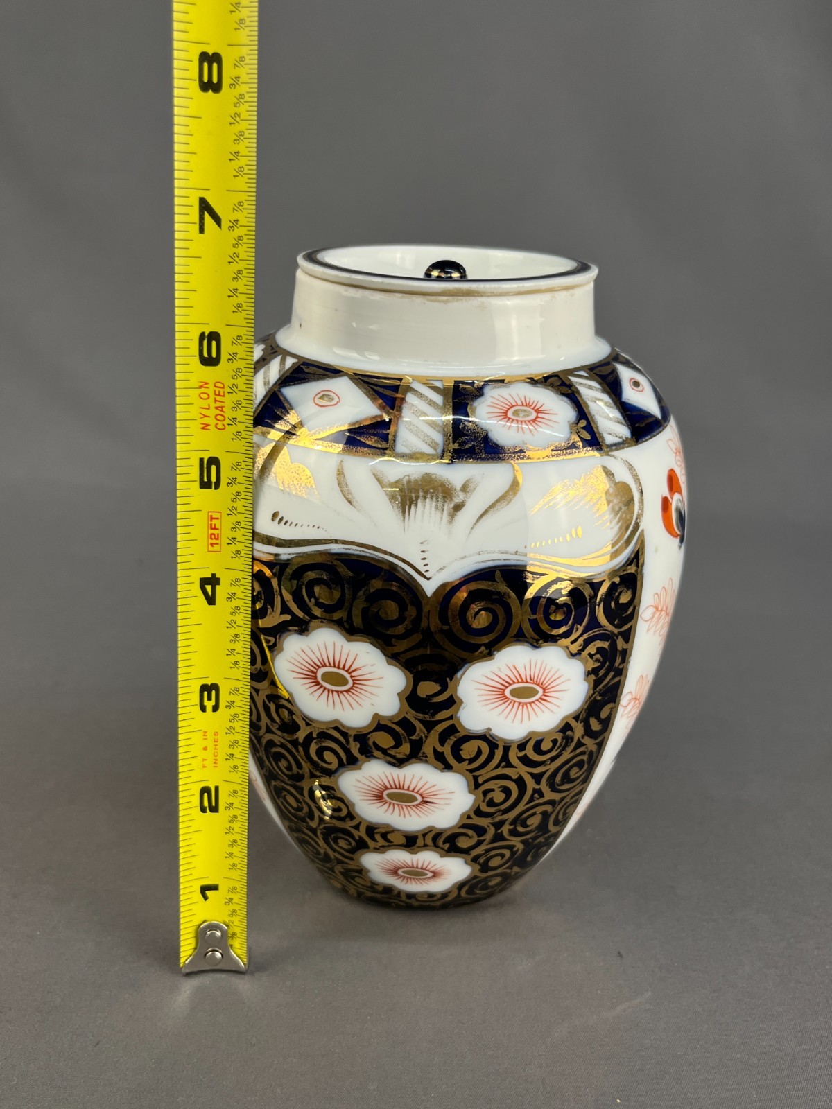19th c. Schoenau Bros German Porcelain IMARI 6 1/2″ Ginger Jar w/Lid 1887-96