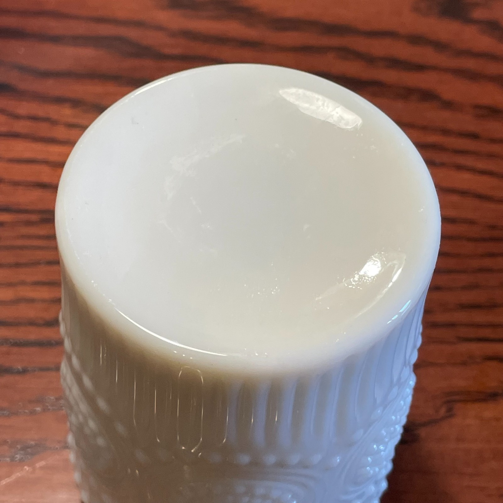Traditional White Milk Glass Hobnail Style Jar Vase Cottagecore Bathroom Decor