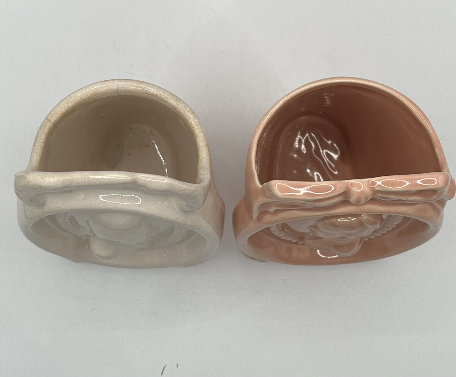 Vintage Pacific Pottery Planter/Vase Peach & White