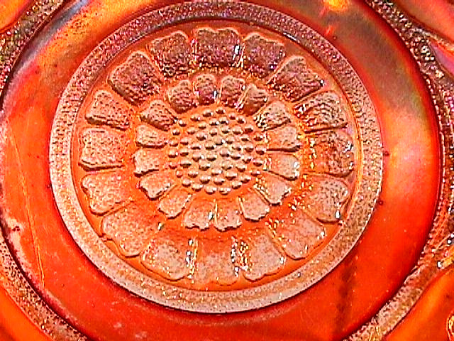 “WISHBONE” 10 1/4″ CHOP PLATE FABOULIS PUMPKIN MARIGOLD CARNIVAL BY: NORTHWOOD