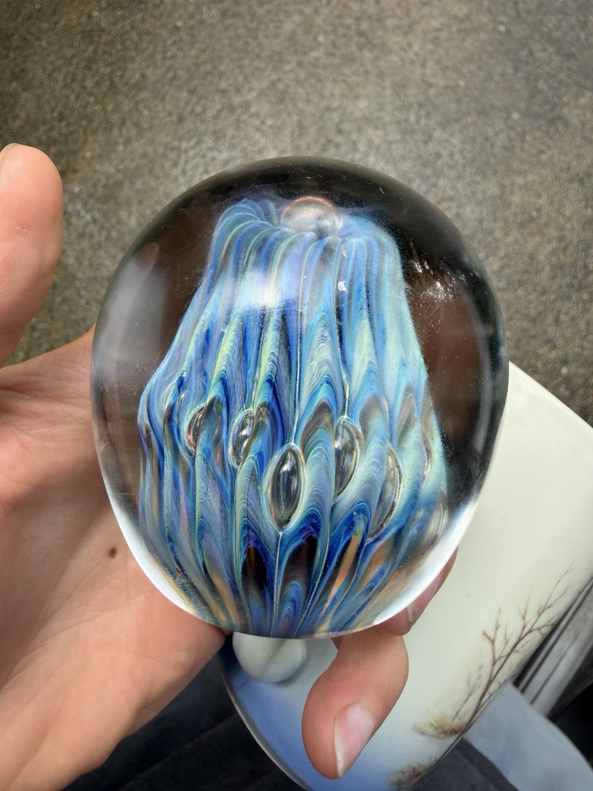 Vintage Glass Paperweight: 1988 Signed by Nick Delmatto Murano Style