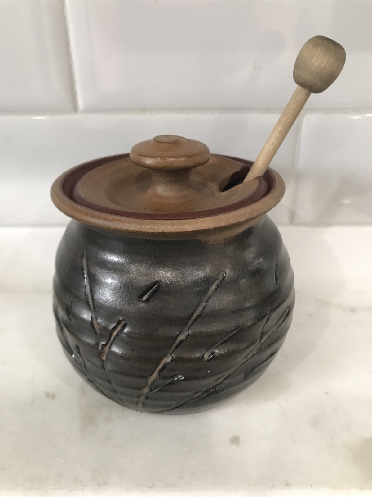 Pottery Honeypot Signed By Artist