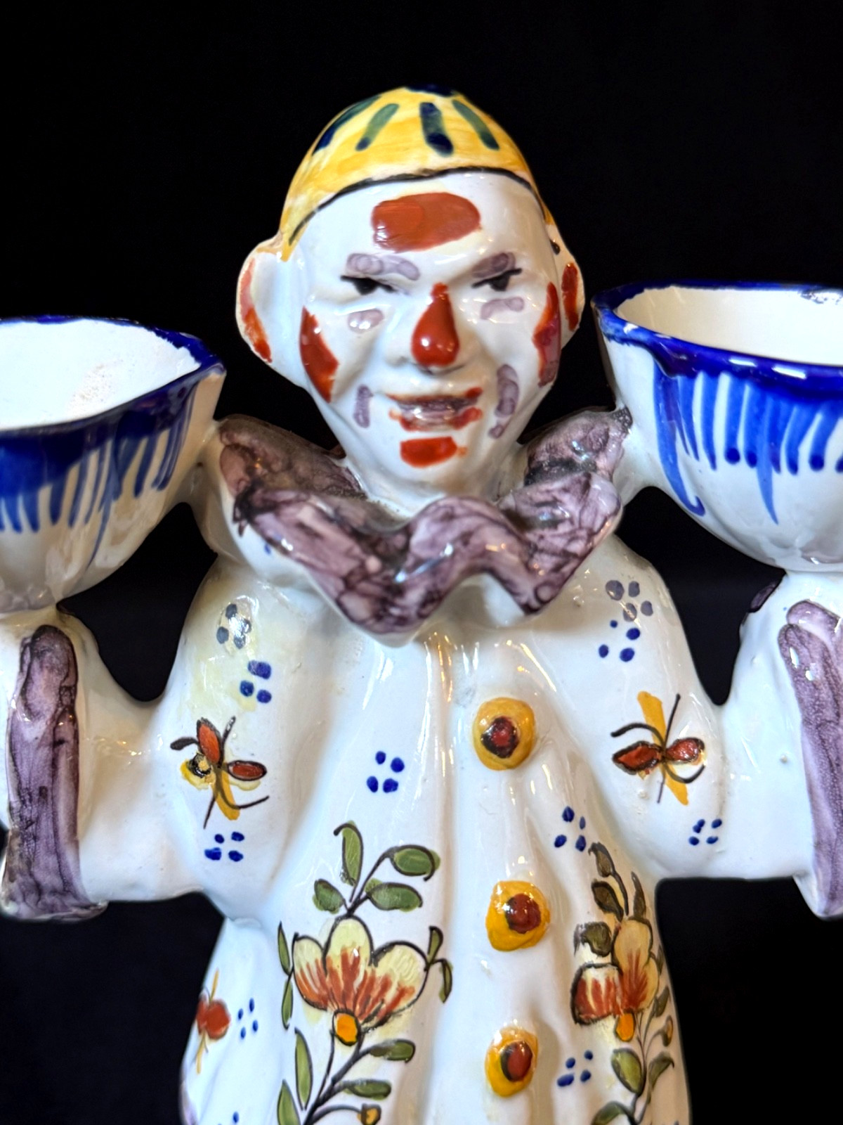 DESVRES Two Faced Clown MASTER SALT by GEO MARTEL Antique French Faience c1885