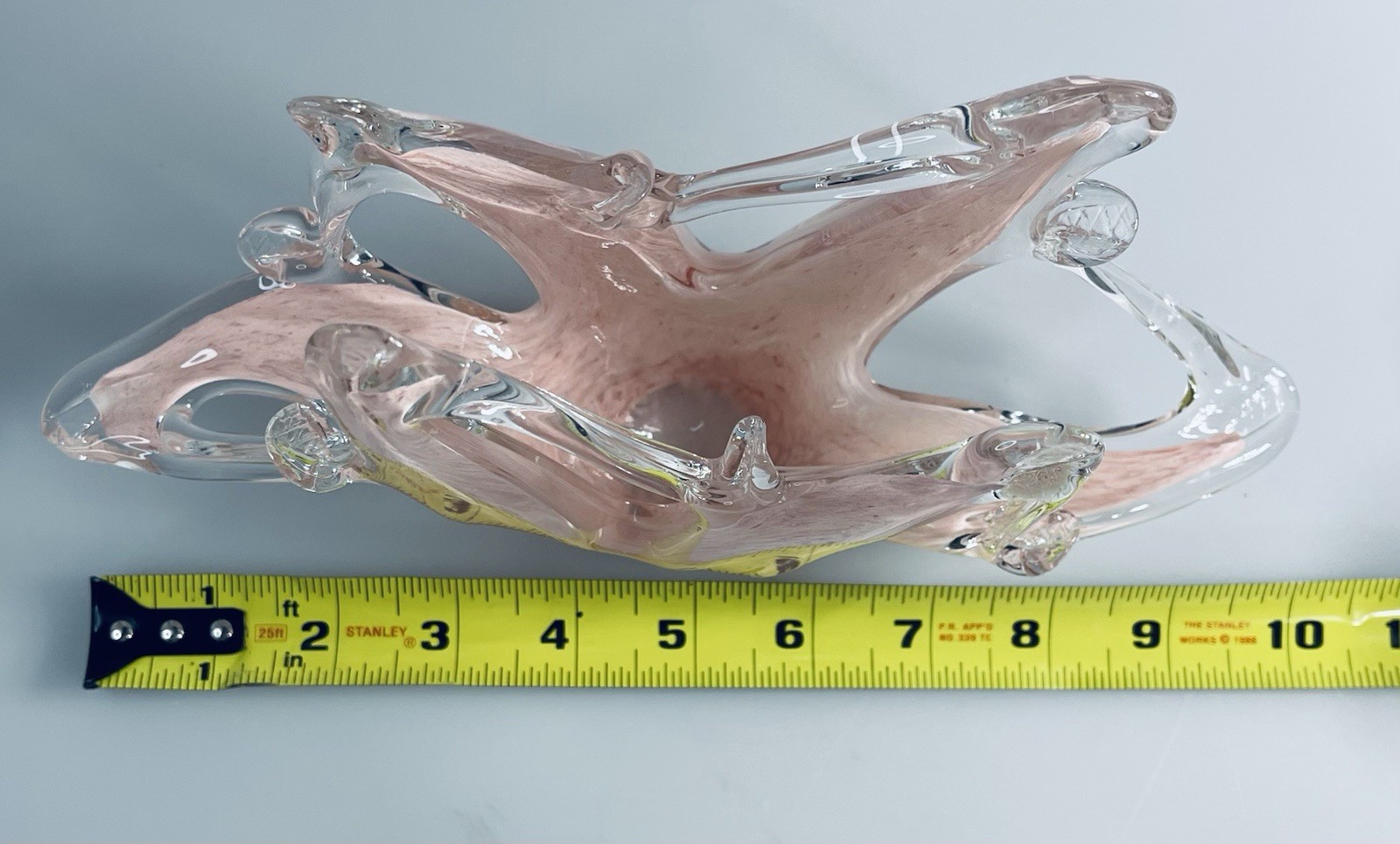 1970s Vintage Murano Pink Swirl Design Art Glass Crystal Napkin Or Letter Holder