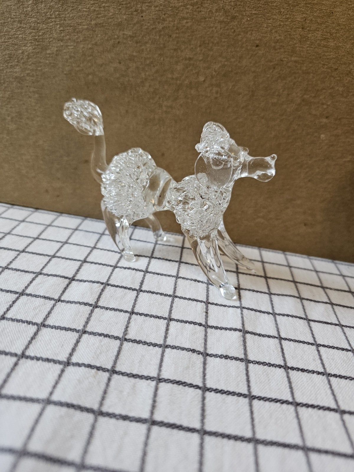 Crystal Blown Glass French Poodle Dog Figurine 4″ Long 2.75″ Tall
