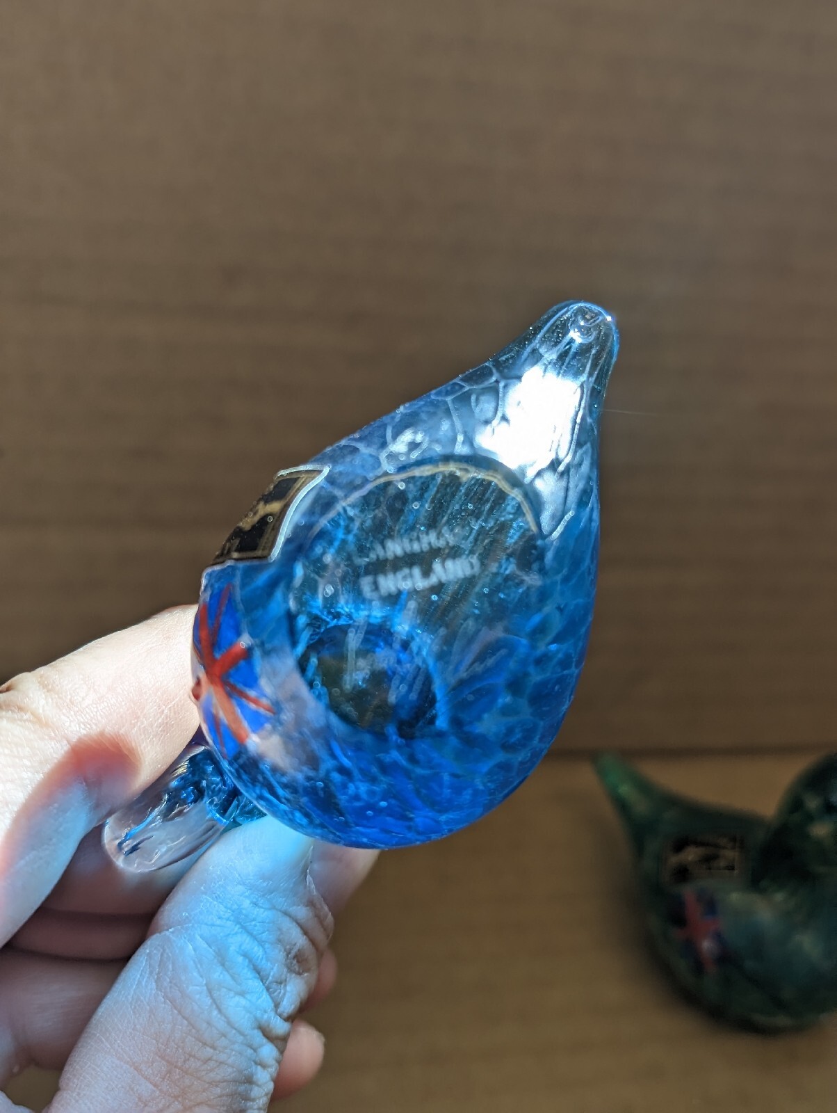 Lovely LANGHAM GLASS Mallard DUCKS Paperweight/Ornament SIGNED Paul Miller. B1