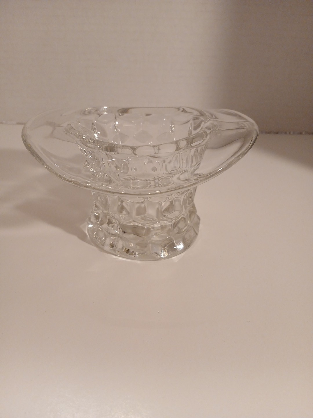 Vintage Fostoria American Cube Pattern Cubist Top Hat Vase Clear Glass