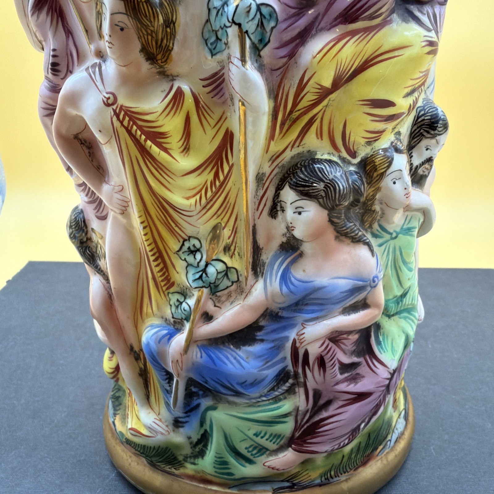Vintage Capodimonte Large Porcelain Figural Vase 10.5” Tall