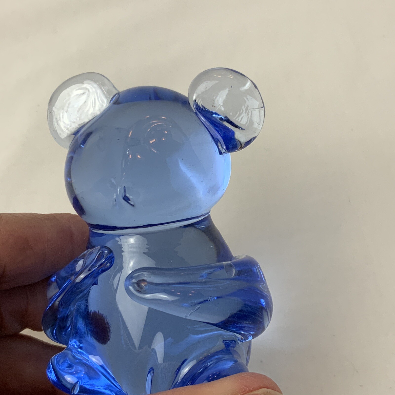 VTG Blown Glass Blue Bear Figurine United States Commemorative Fine Arts Gallery