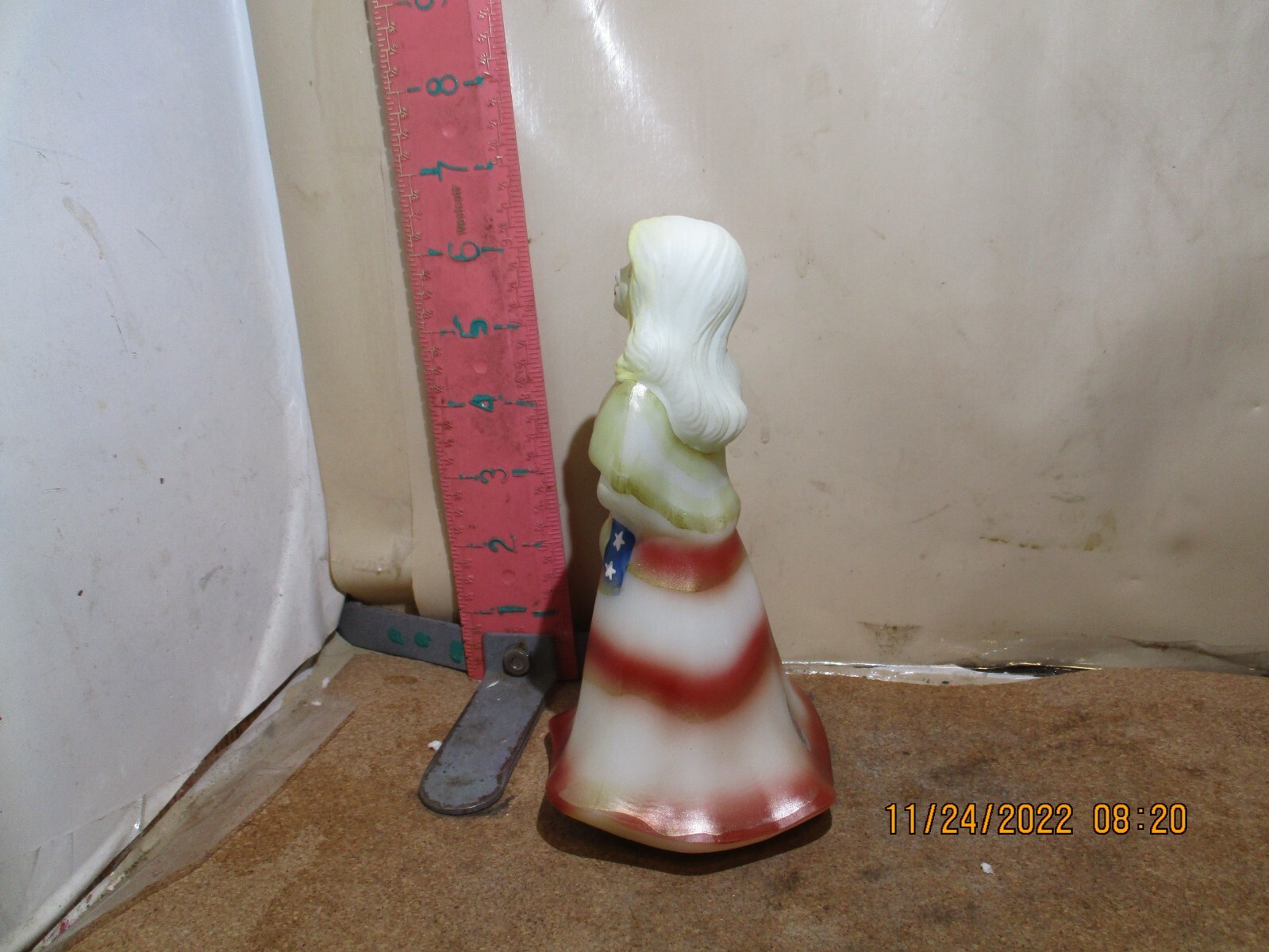 FENTON HAND PAINTED , 1ST EDITION PATRIOTIC LADY-SIGNED SHELLY FENTON