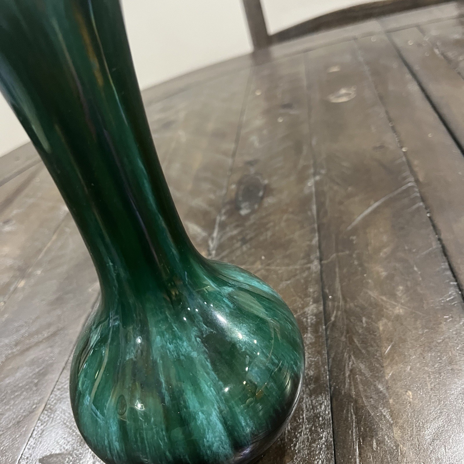 Blue Mountain Canada Green and Black Drip Glaze Vase – Vintage Mid Century 8.5″
