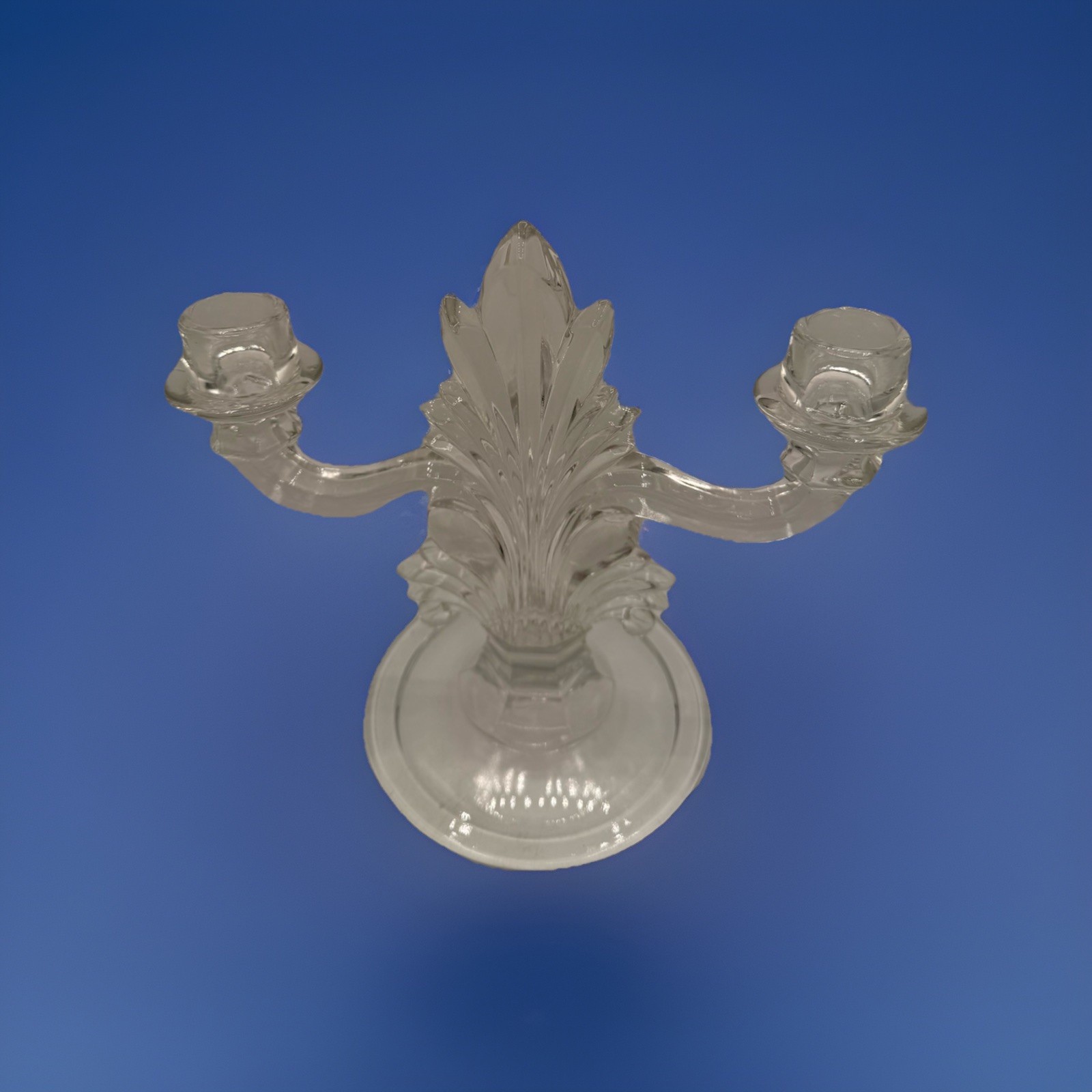 Fostoria Double Arm Crystal Candelabra with Bobeches & Prisms – Art Deco VTG