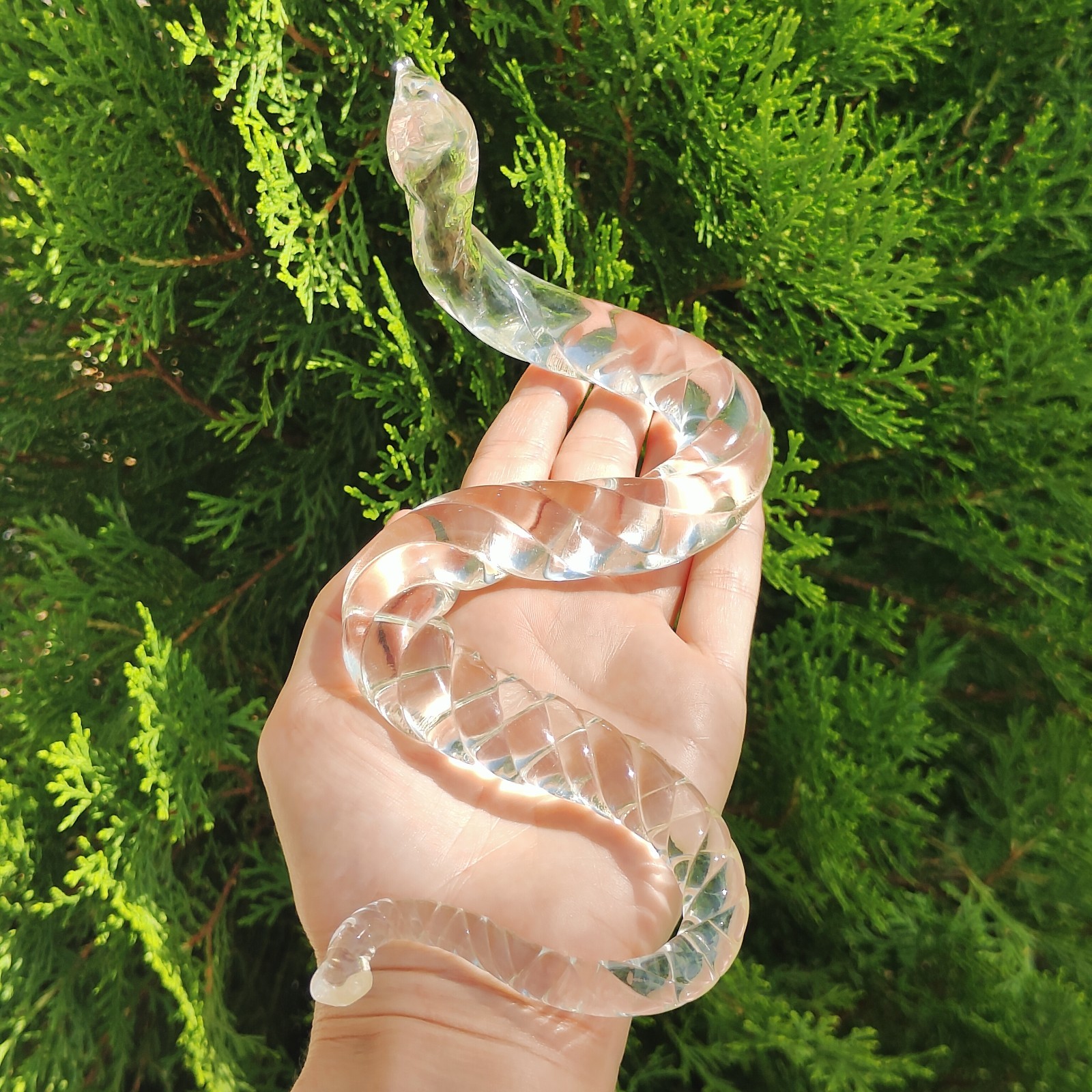 Vintage MCM Pilgrim Glass #933 Twist Rope 7″ Clear Snake Figurine