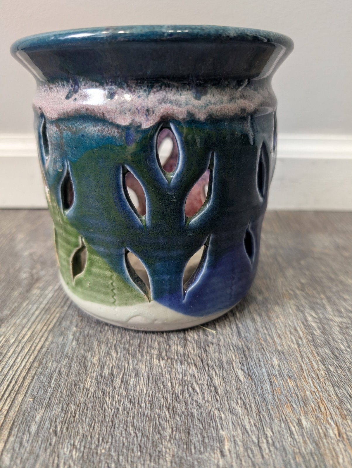 Unbranded Ceramic Pottery Candle Holder Multicolor Handmade