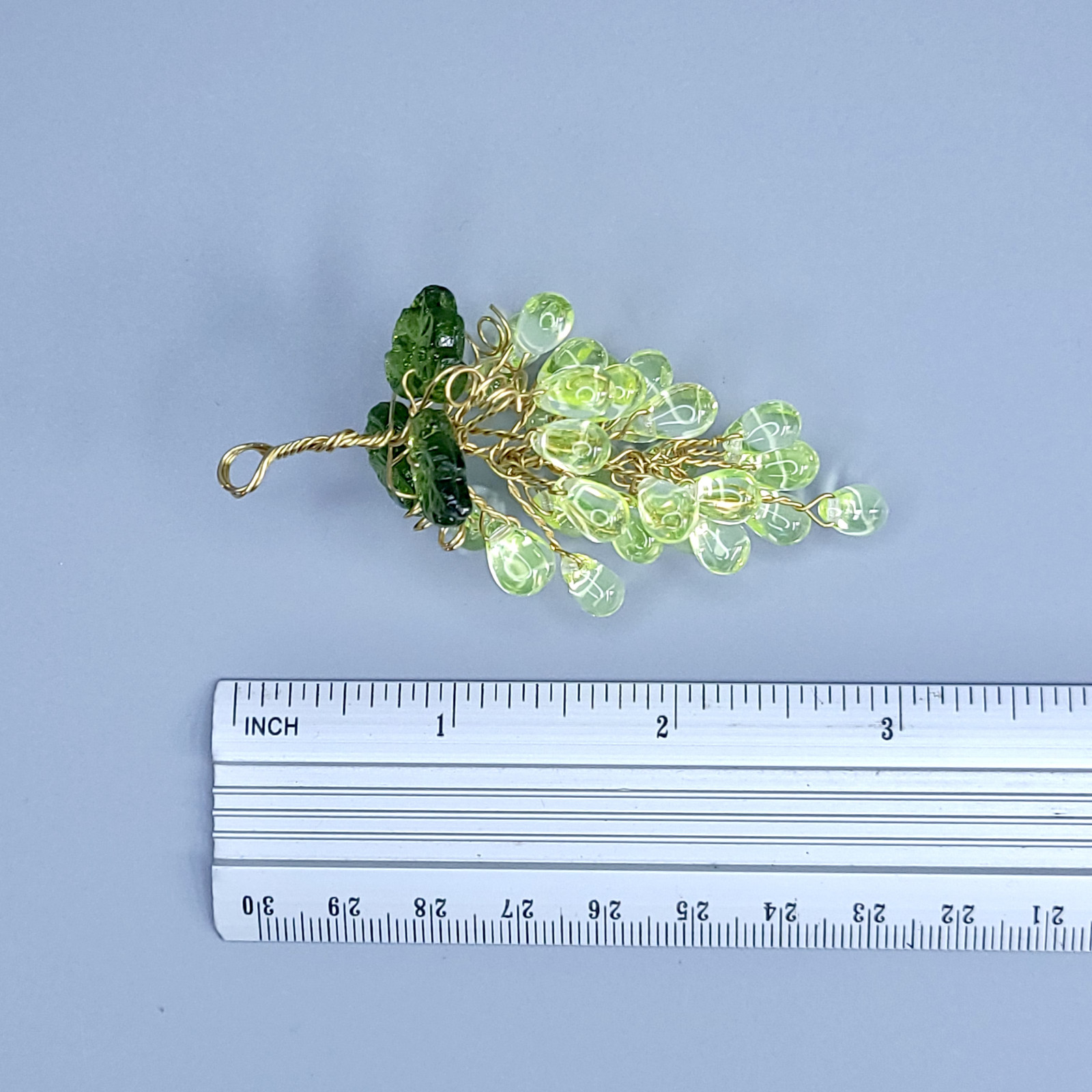 Uranium Glass Cluster Grape Handmade Vaseline Glass Beads Small Bunch of Grape