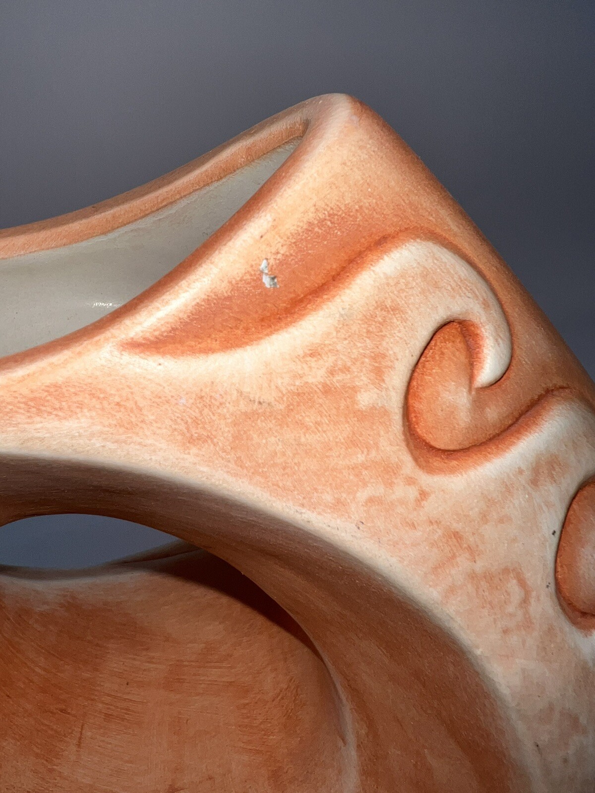 Art Pottery Twin Fish Carved Wedding Vase Style Made In Mexico