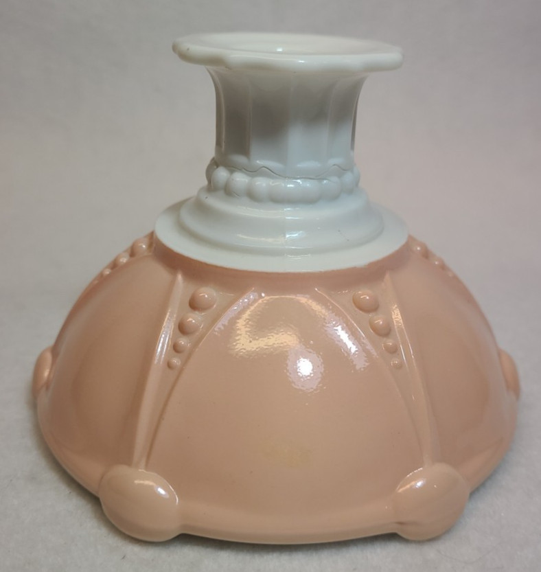 Vintage Anchor Hocking Oyster & Pearl White w/ Fired-on Pink Candle Stick Holder