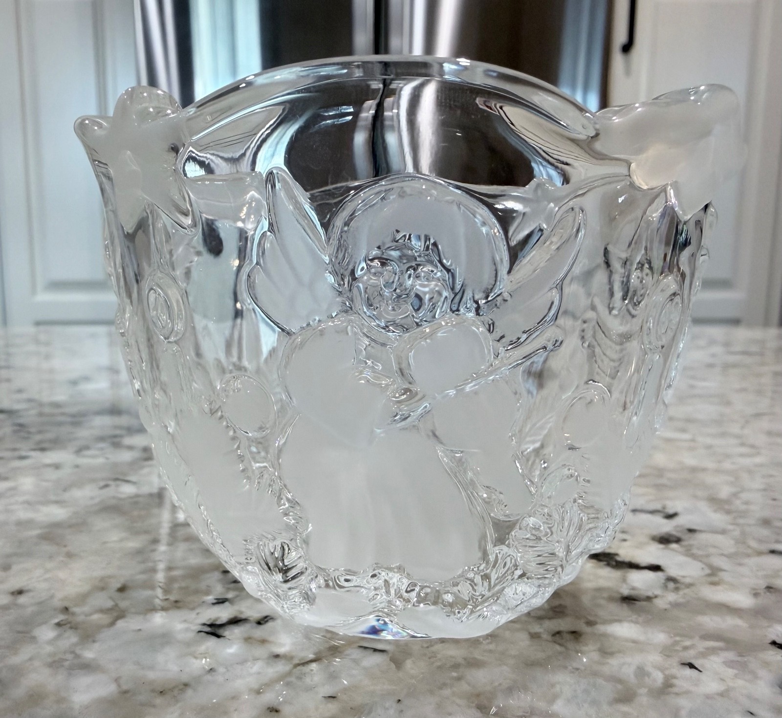 Mikasa Holiday Lights Classics Crystal Votive Candleholder Bowl Angels Cherubs