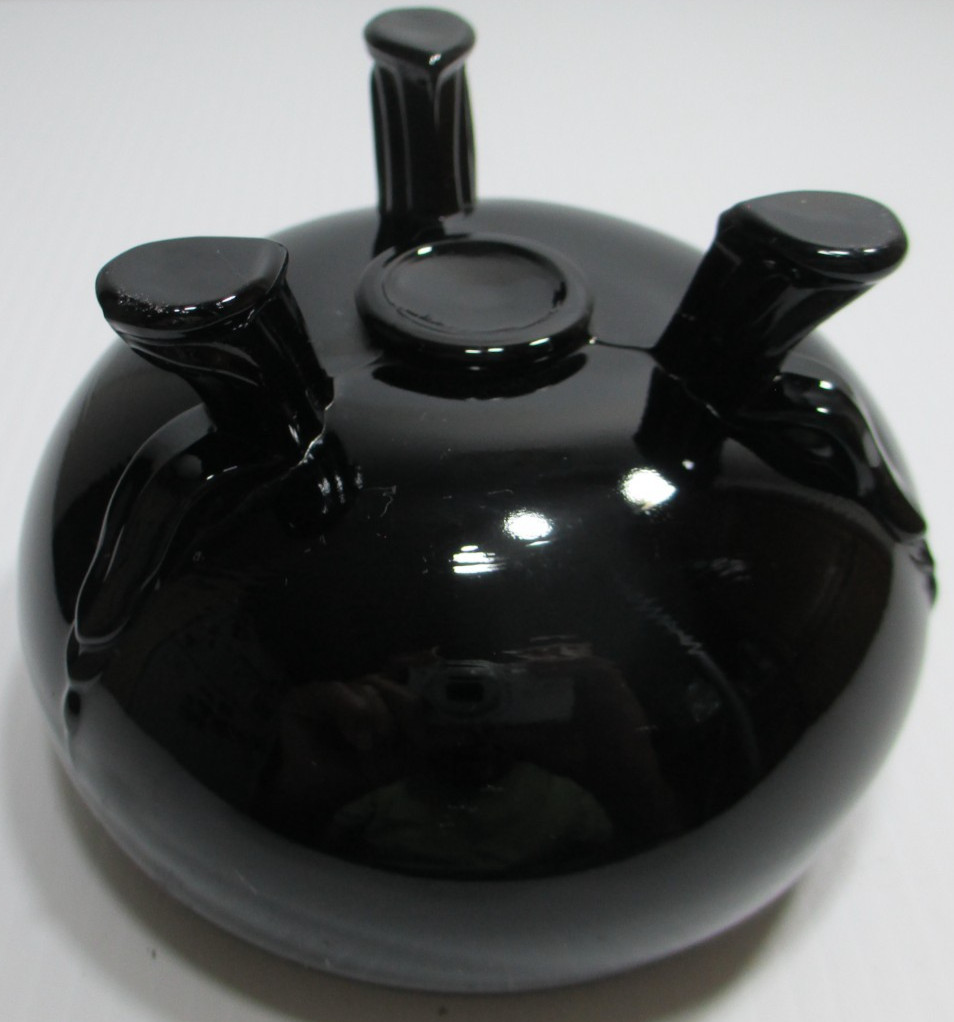 Vintage Viking Glass Flowerlite Rose Bowl Vase Ebony Black 3-Toed