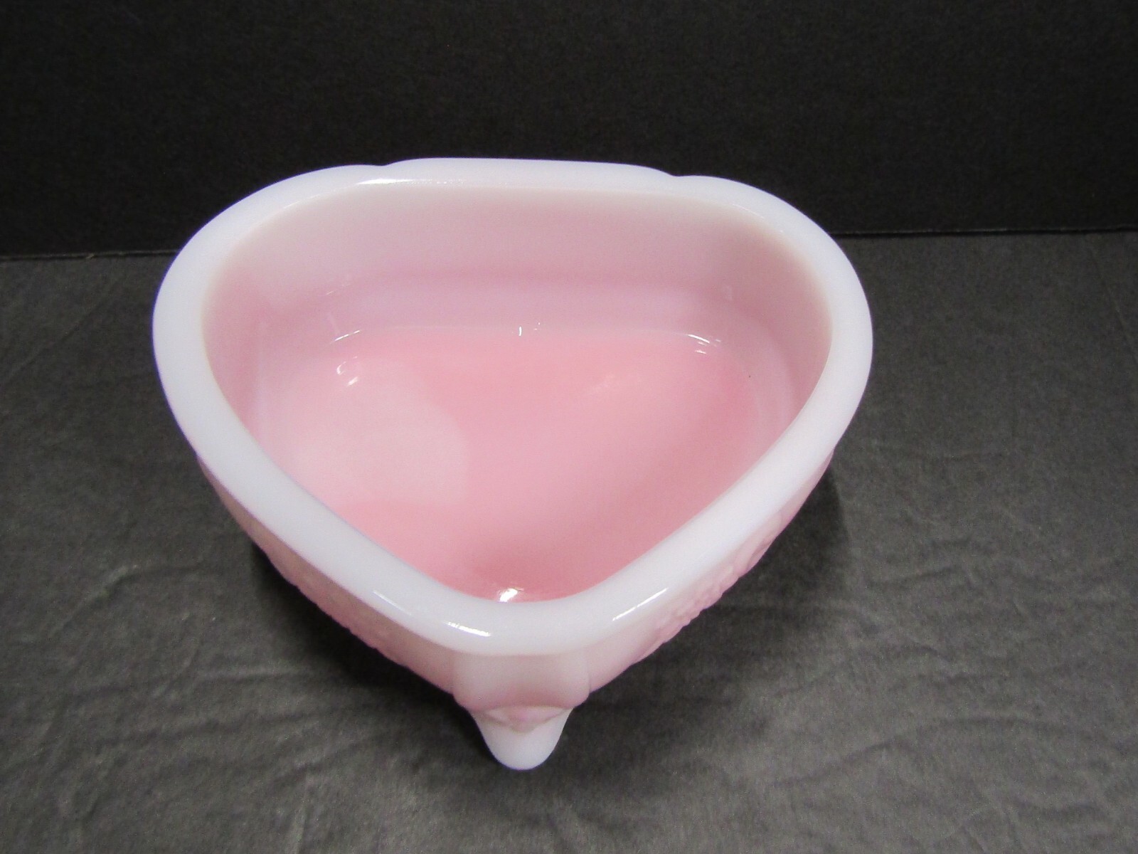 Fenton Art Glass Pink & White Milk Glass Double Heart Trinket Box – Bottom Only
