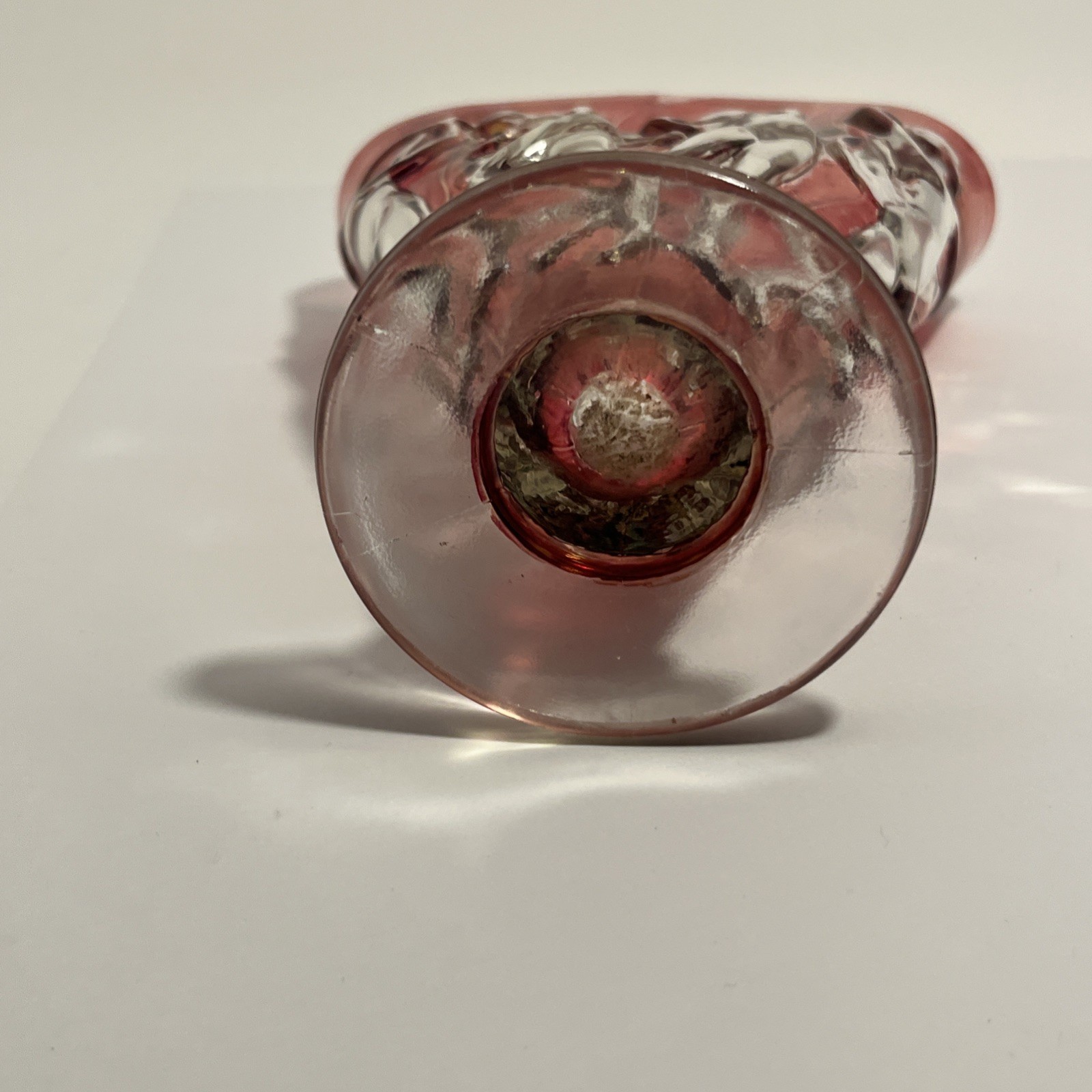 Art Deco Dancing Nymph Pattern Ruby Flash Glass Fan Vase Vintage Lamp & Glass Co