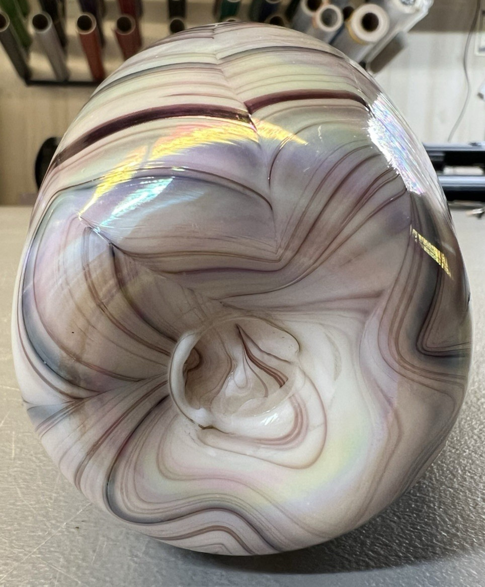 Vintage Gibson Glass Mother of Pearl Opalescent Blown Vase