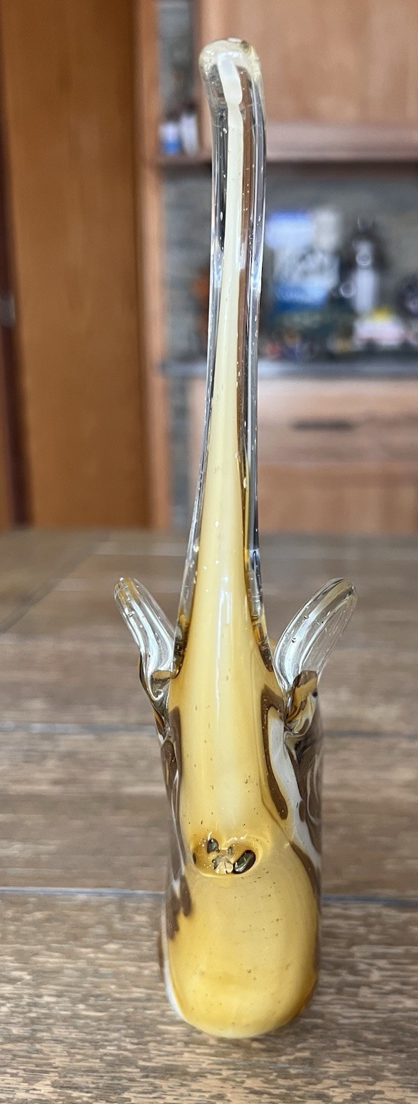 Vintage Art Glass Elephant Sculpture Brown Swirl Figurine 8.5 Inches Tall