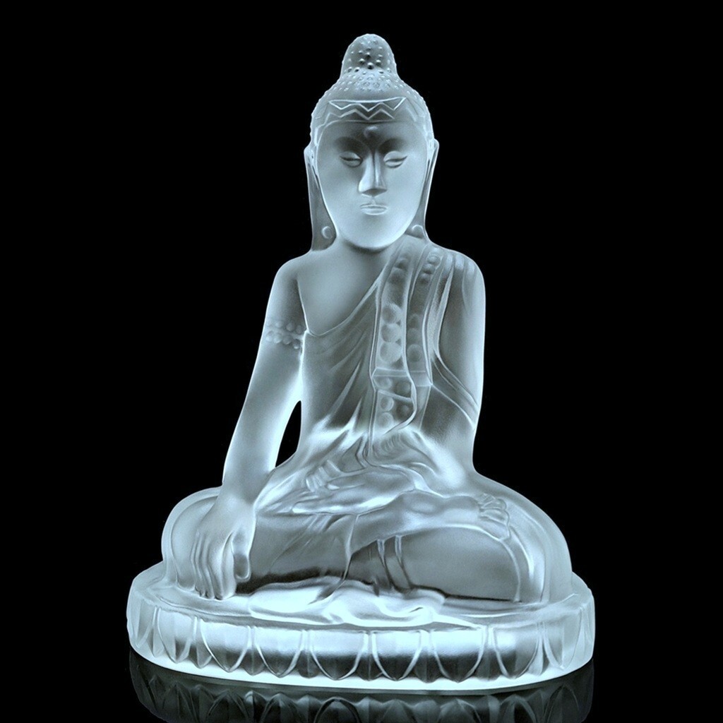 Glamorous Art Deco Glass Large Statue ‘ Buddha ‘ Sculpture 1930’s H.Hoffmann