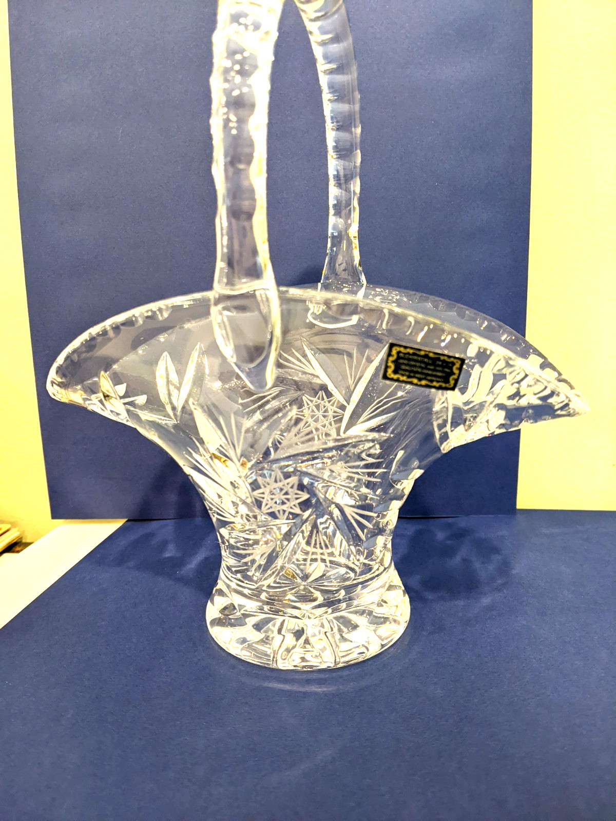 Bleikristall West German 24% Lead Crystal. 8-1/2″ Basket. Original Label.
