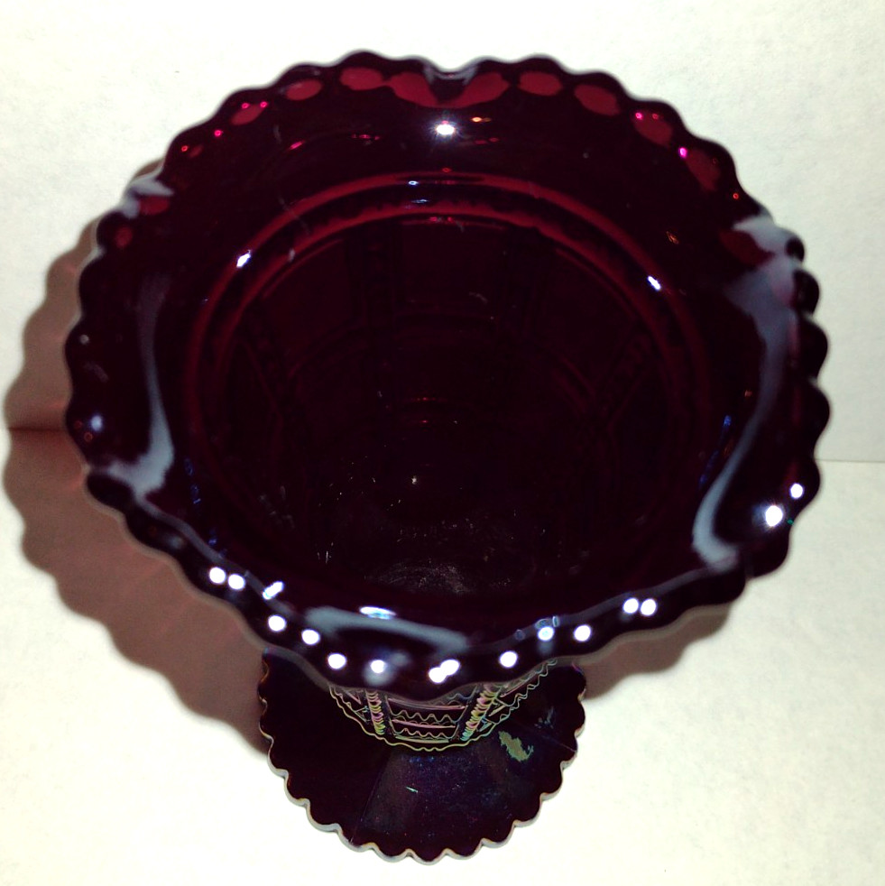 IMPERIAL GLASS VINTAGE BEADED BLOCK VASE CARNIVAL GLASS