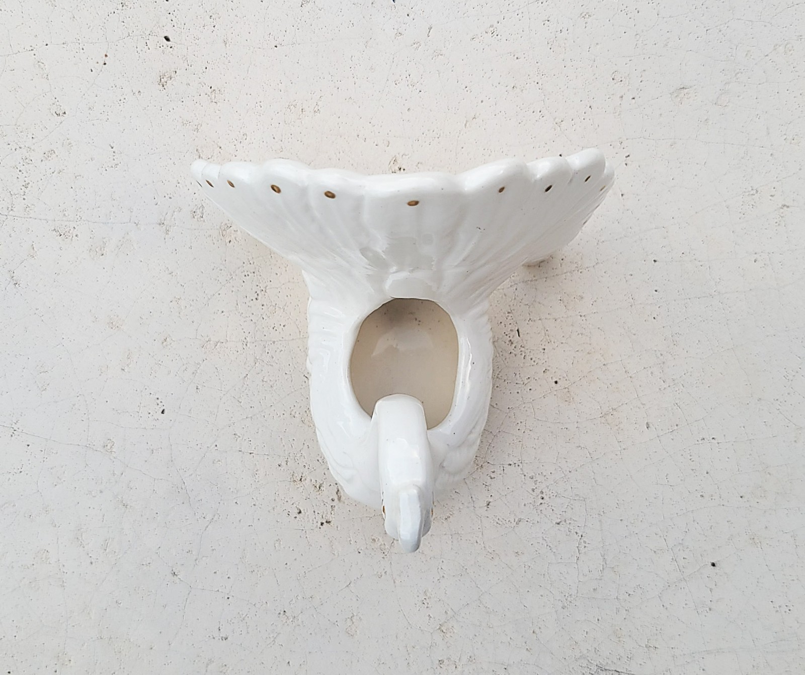 Capodimonte Small White Porcelain Fantail Peacock Posy Vase or Planter Italy