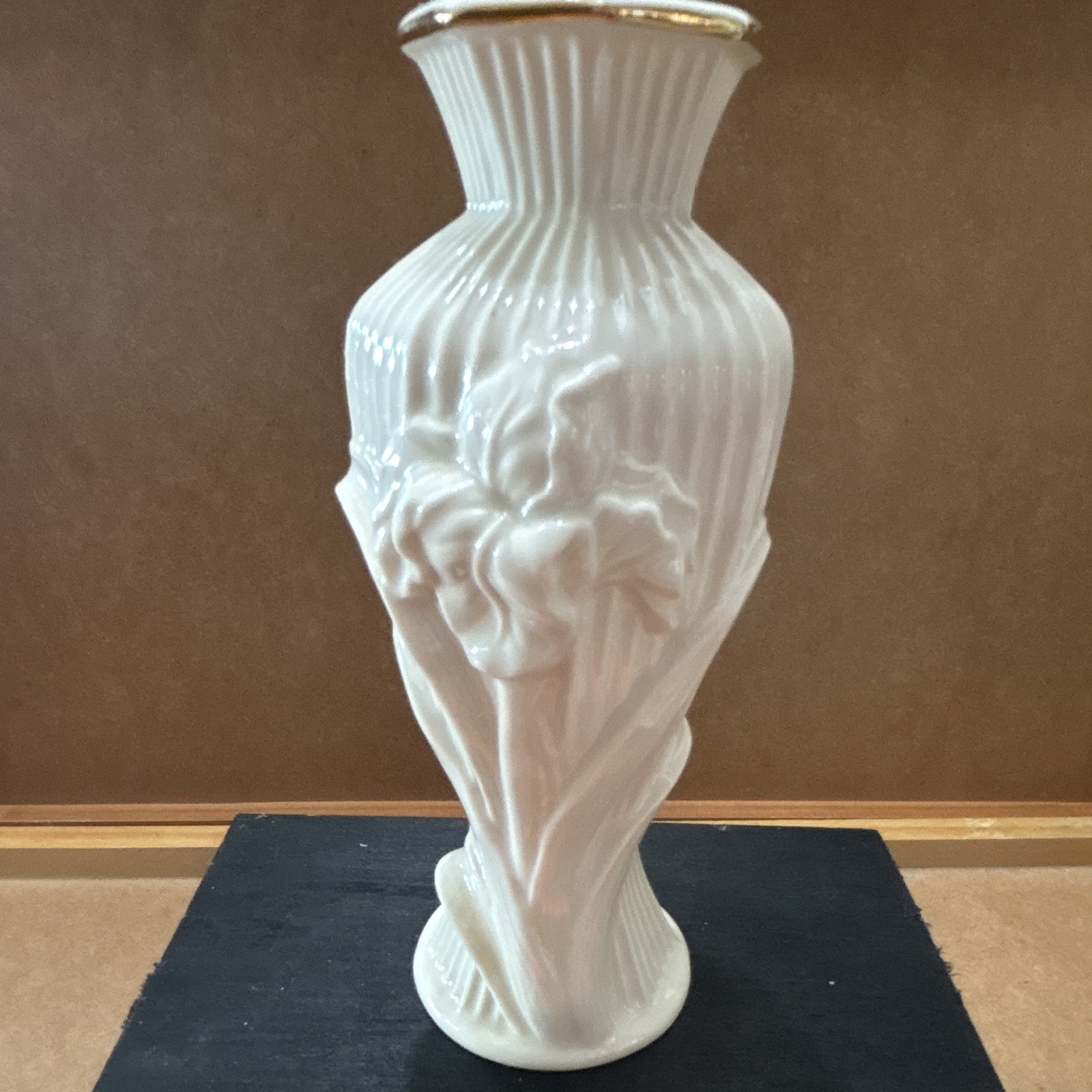 Set of 3 Lenox Porcelain Bud Vases with Gold Accent Rim