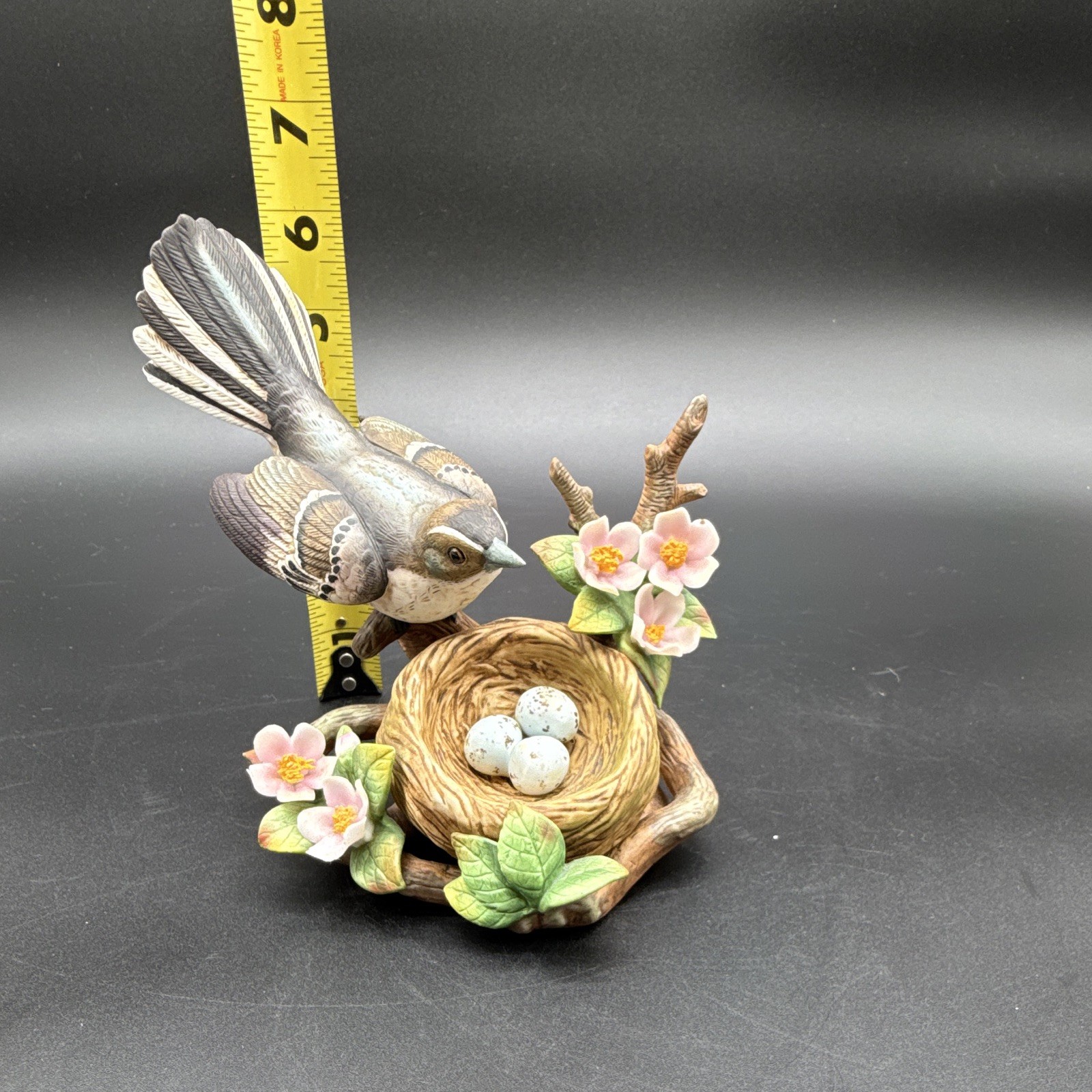 Andrea by Sadek Mockingbird figurine w/ nest & eggs, 9648, 1996