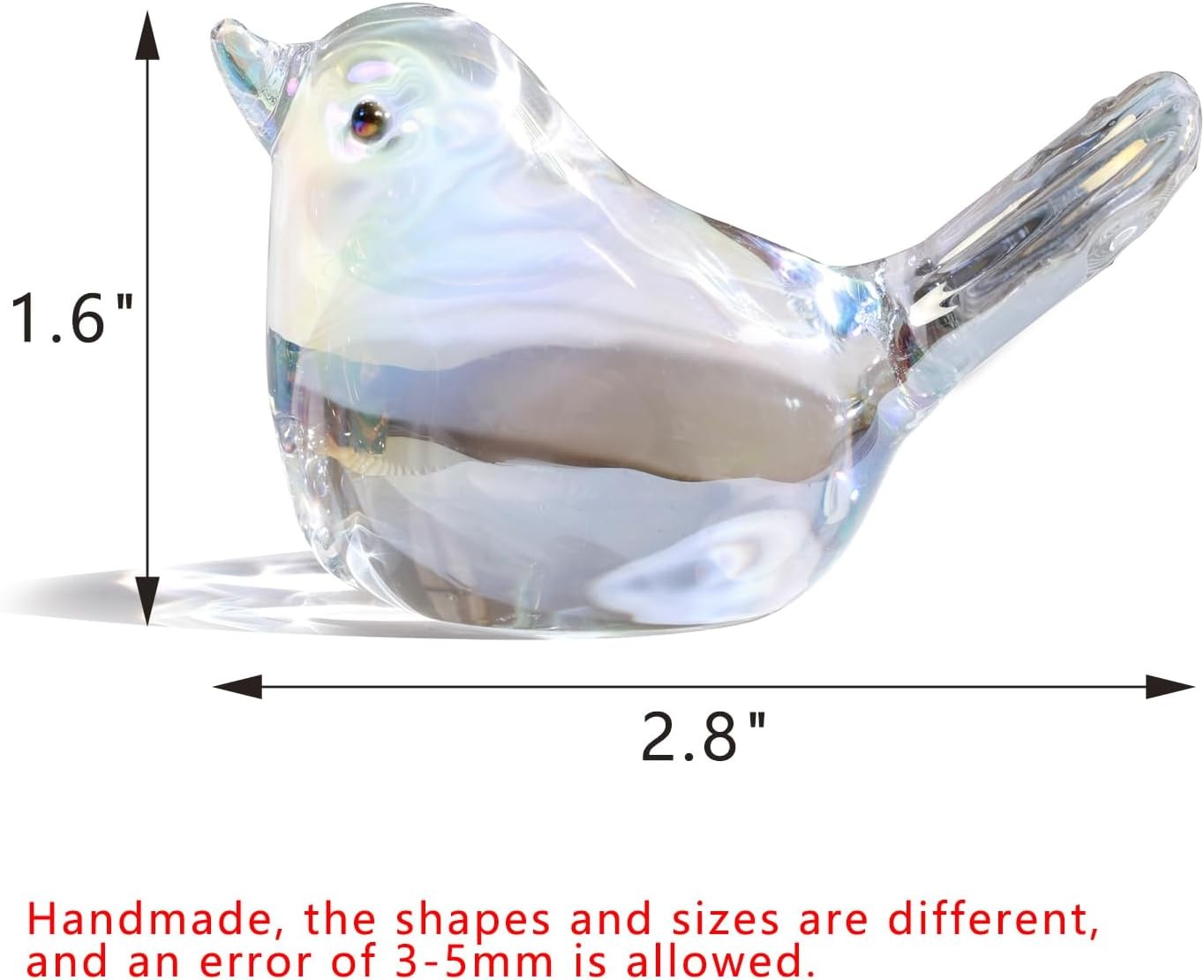 H&D HYALINE & DORA Set of 2 Glass Birds Figurines Handmade Blown Glass Bird F…