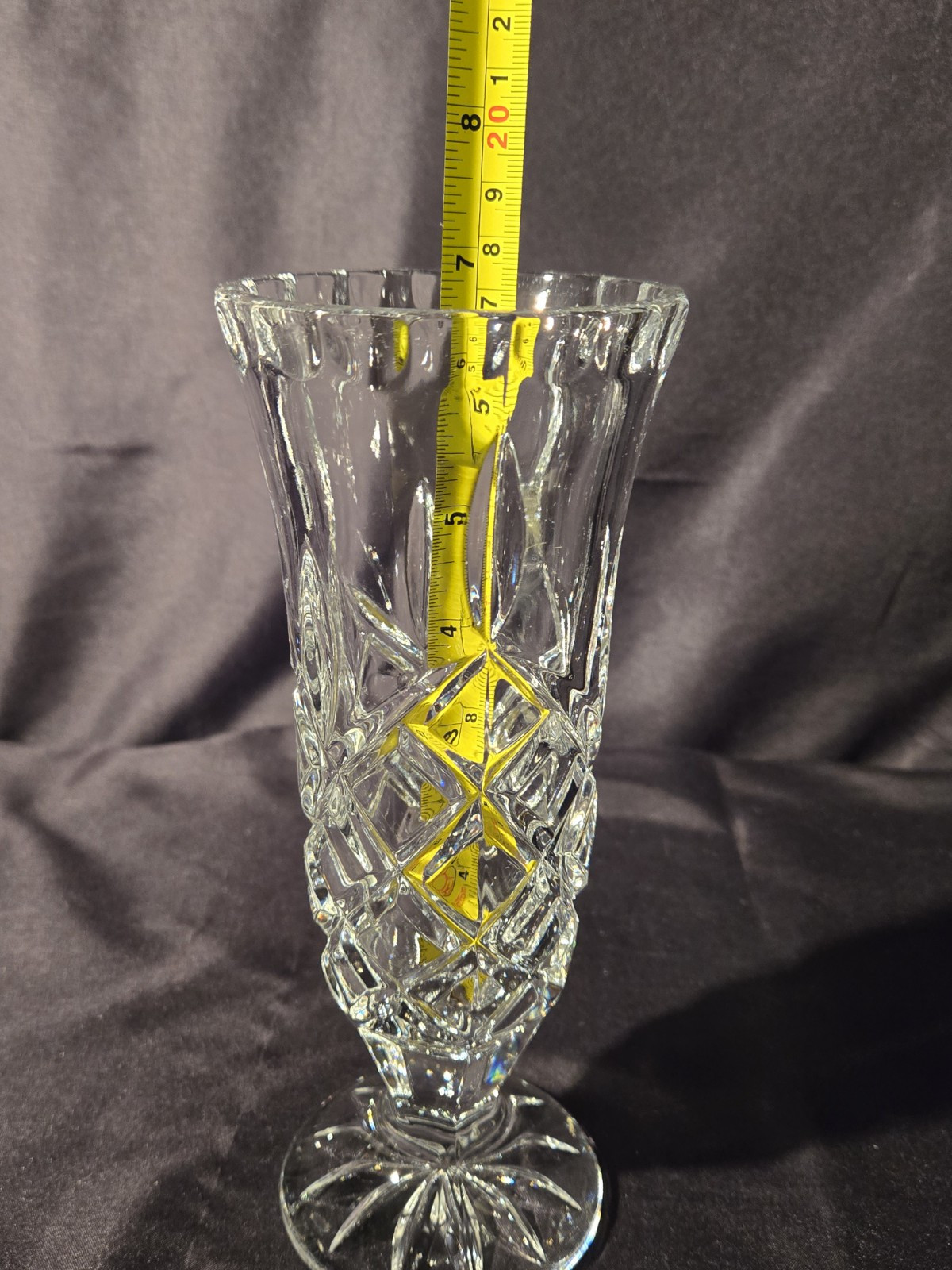 Shannon Crystal 9in Footed Bud Vase Scalloped Rim Beautiful