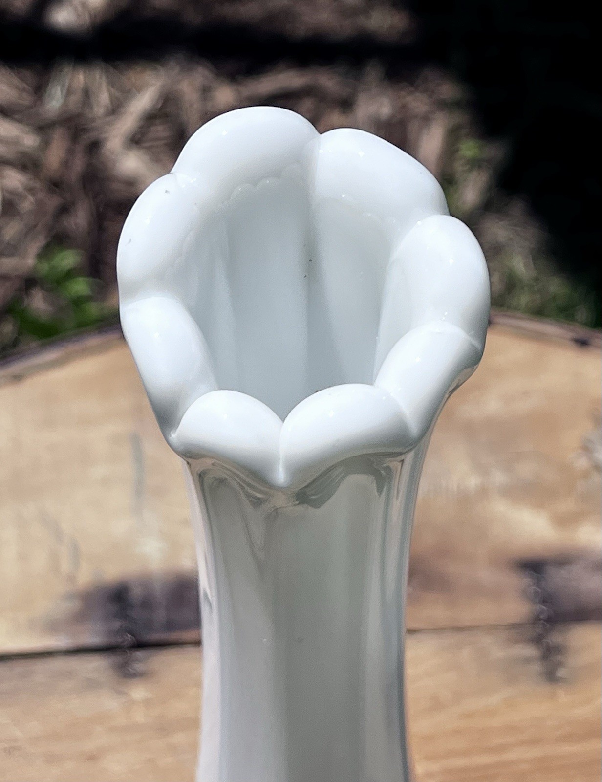 Vintage Westmoreland Milk Glass Paneled Grape Swung Bud Vase 9 1/4 Inches Tall