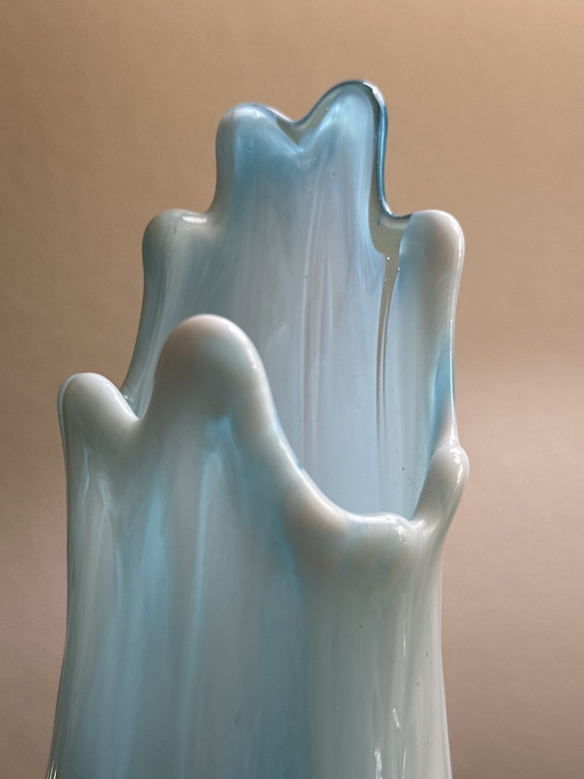 Kanawha Moon And Star Blue Slag Glass Swung Vase End Of Day Excellent Condition
